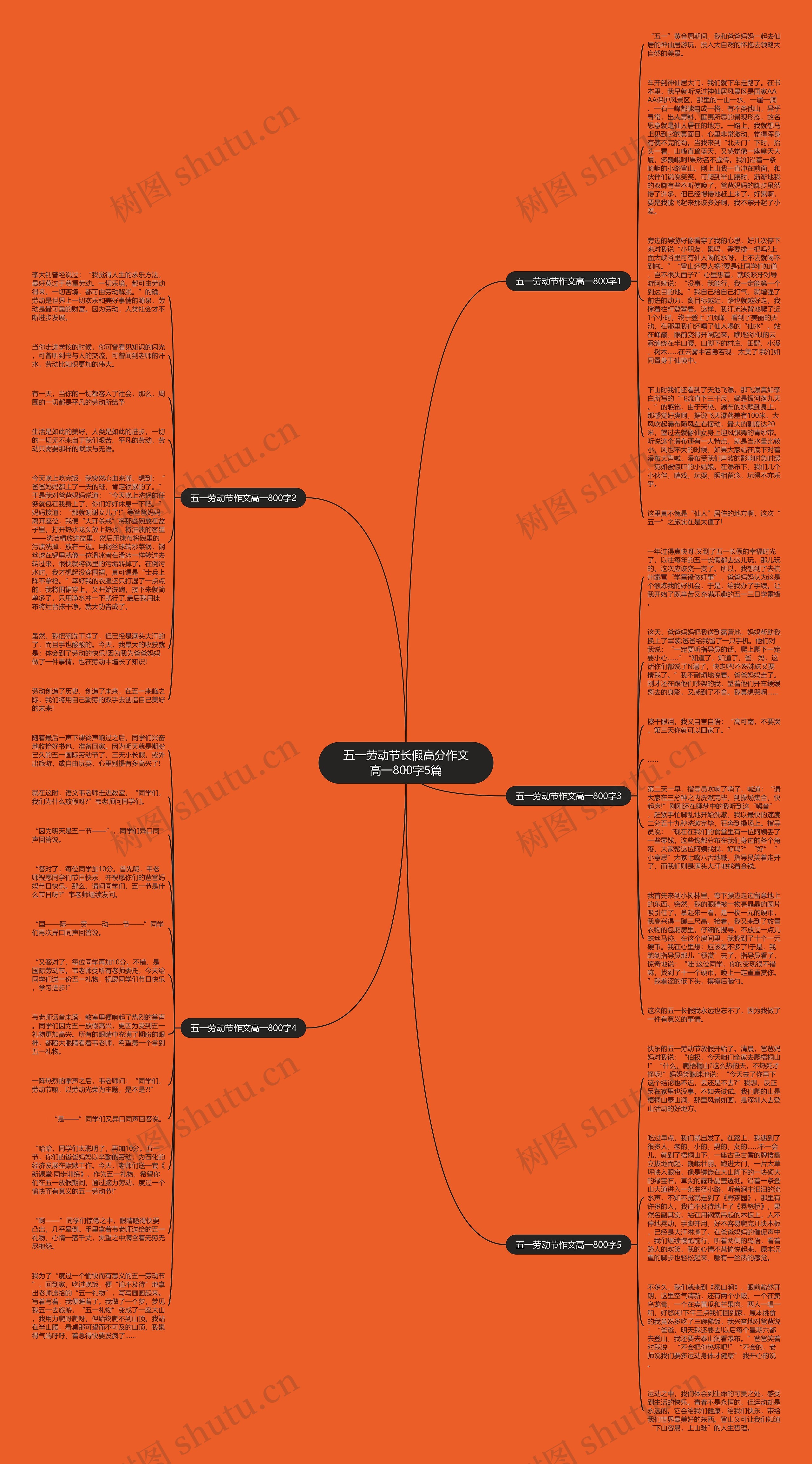 五一劳动节长假高分作文高一800字5篇思维导图