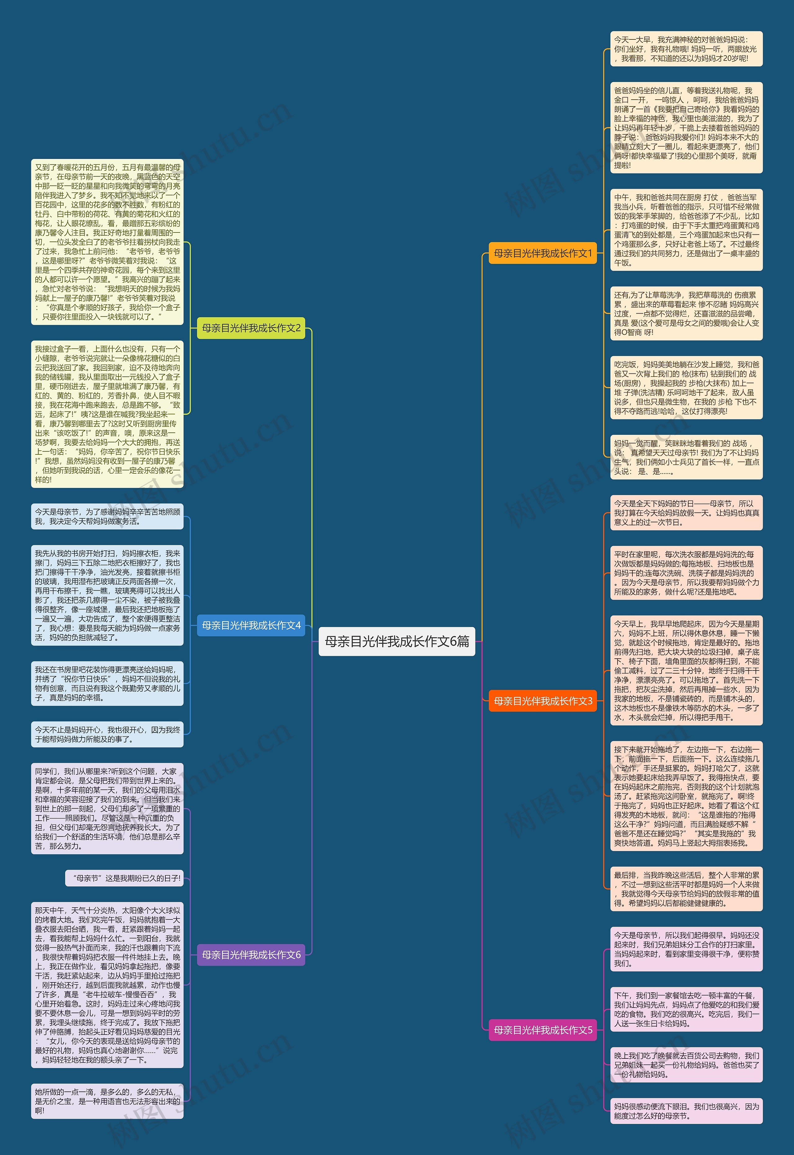 母亲目光伴我成长作文6篇思维导图