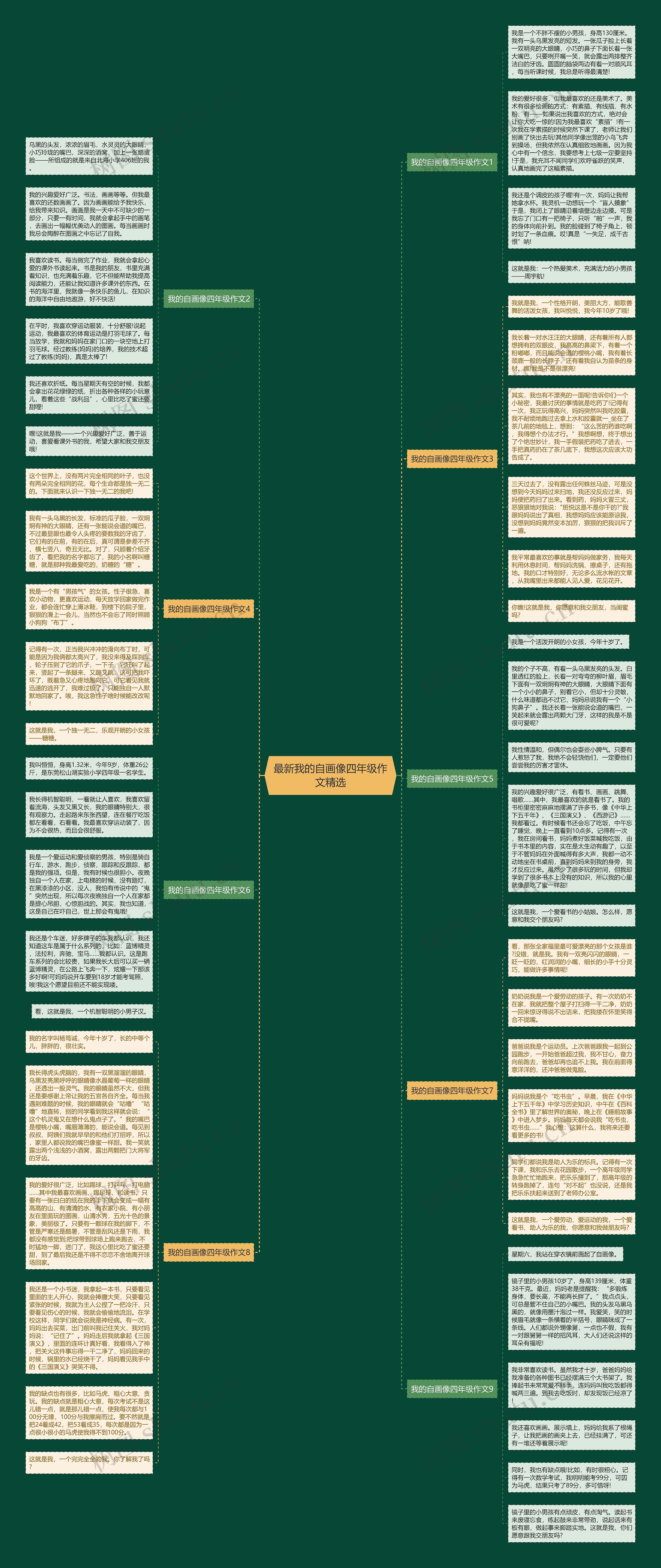 最新我的自画像四年级作文精选思维导图
