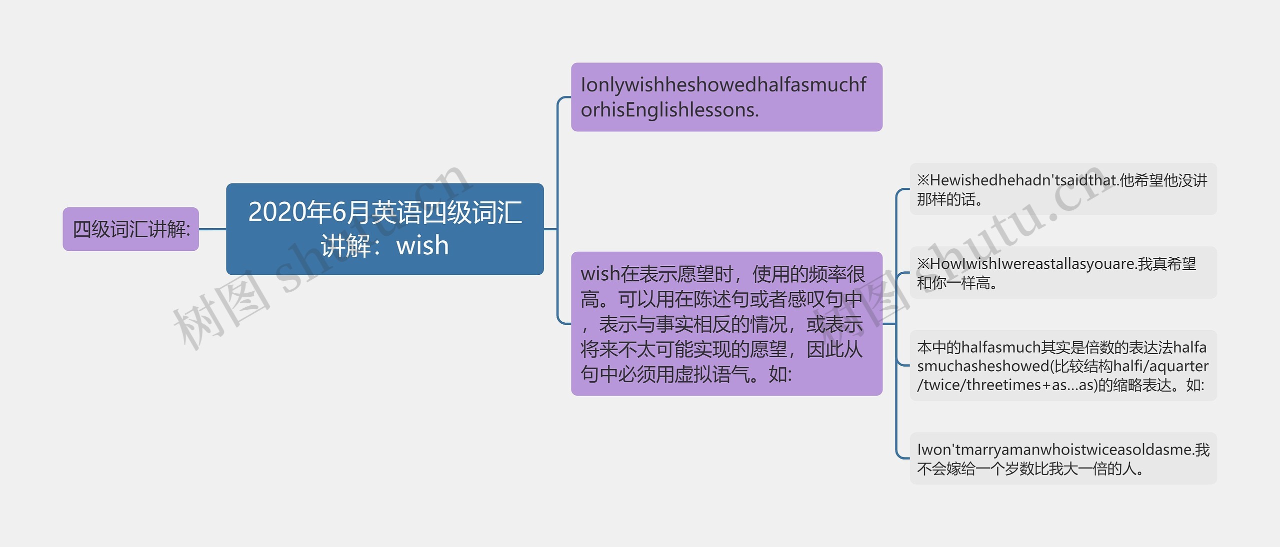 2020年6月英语四级词汇讲解：wish思维导图