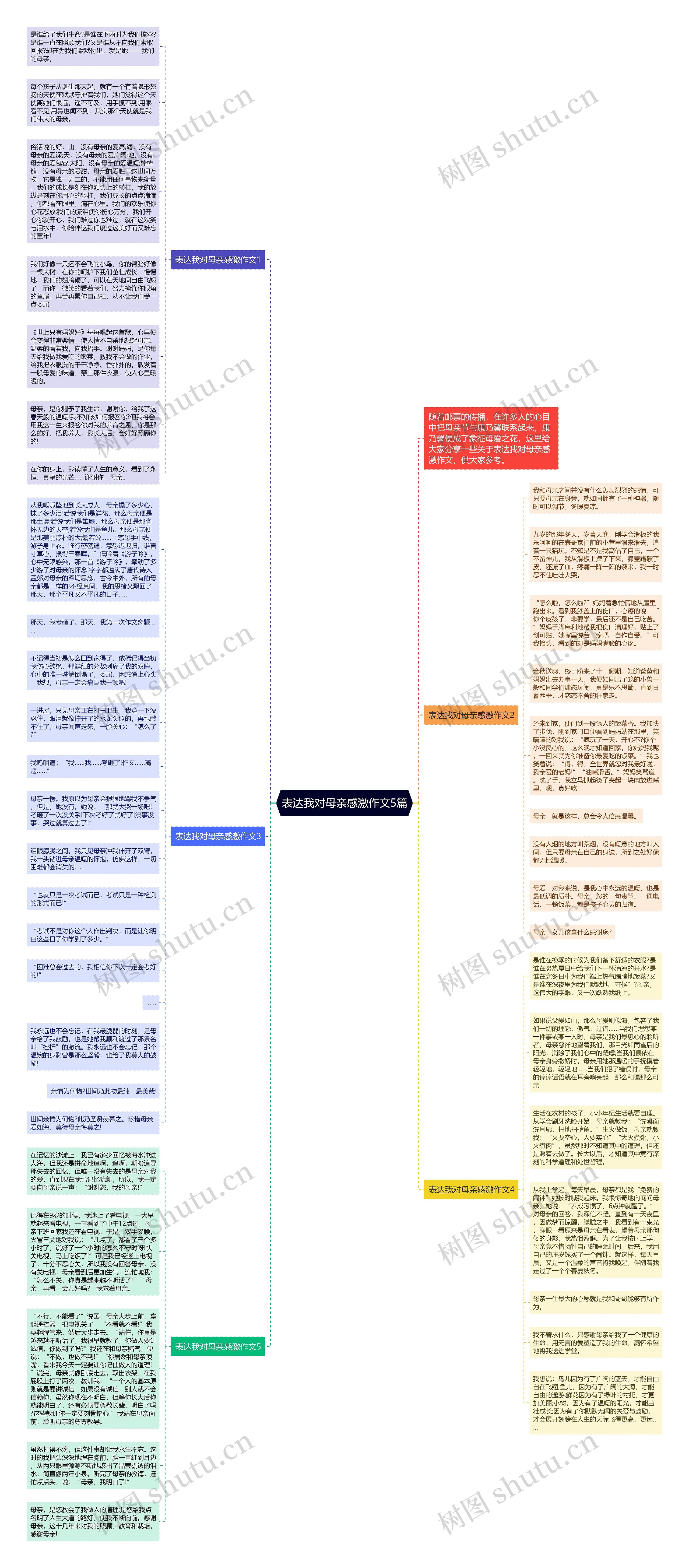 表达我对母亲感激作文5篇思维导图