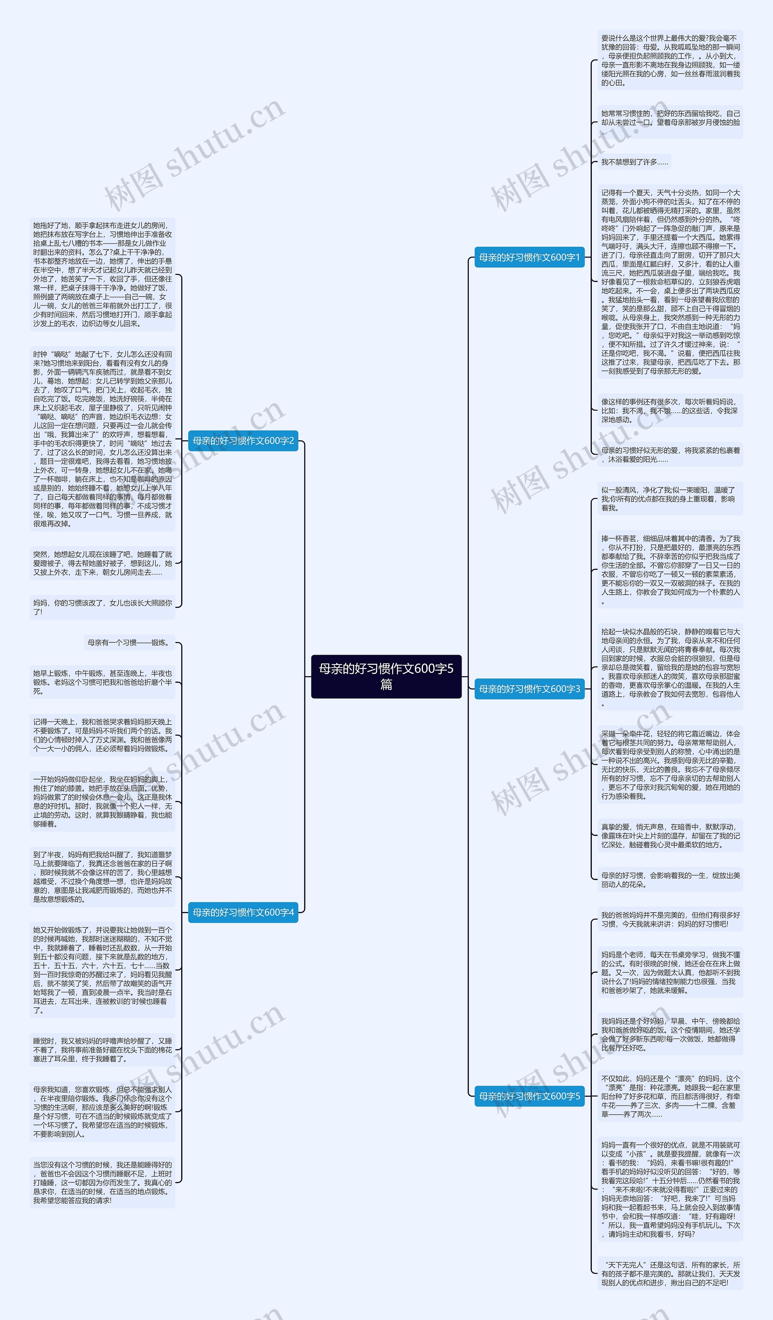 母亲的好习惯作文600字5篇思维导图
