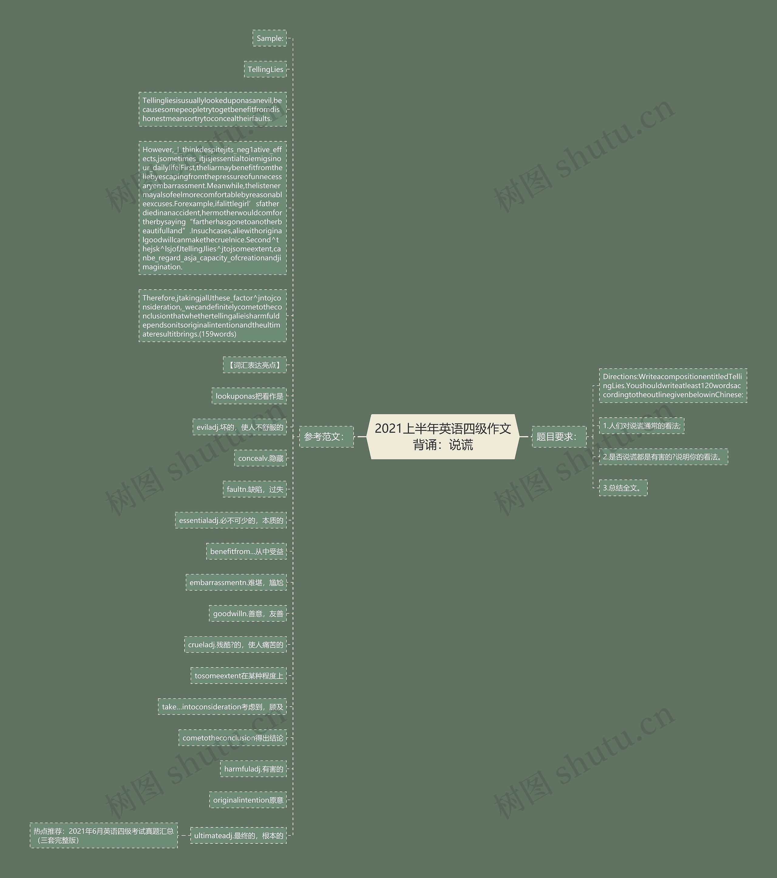 2021上半年英语四级作文背诵：说谎思维导图