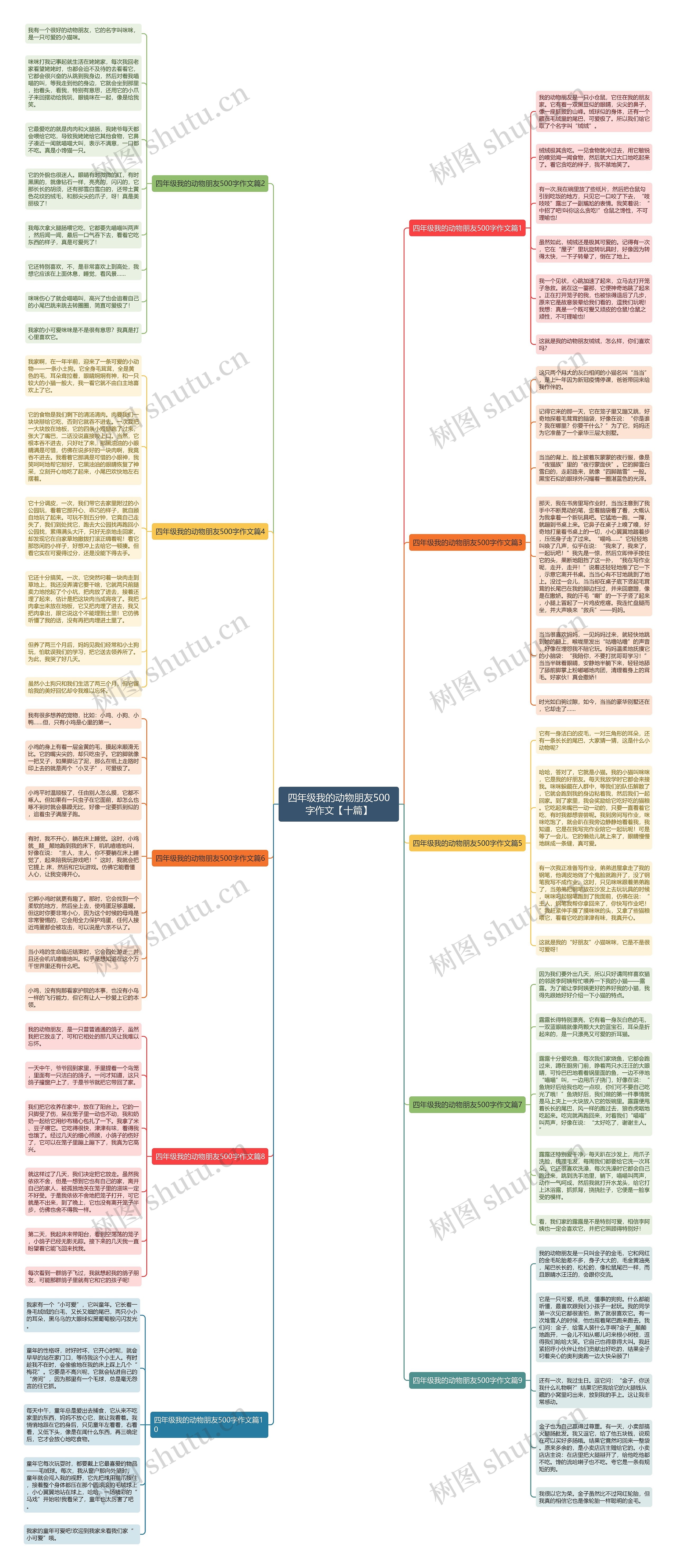 四年级我的动物朋友500字作文【十篇】思维导图