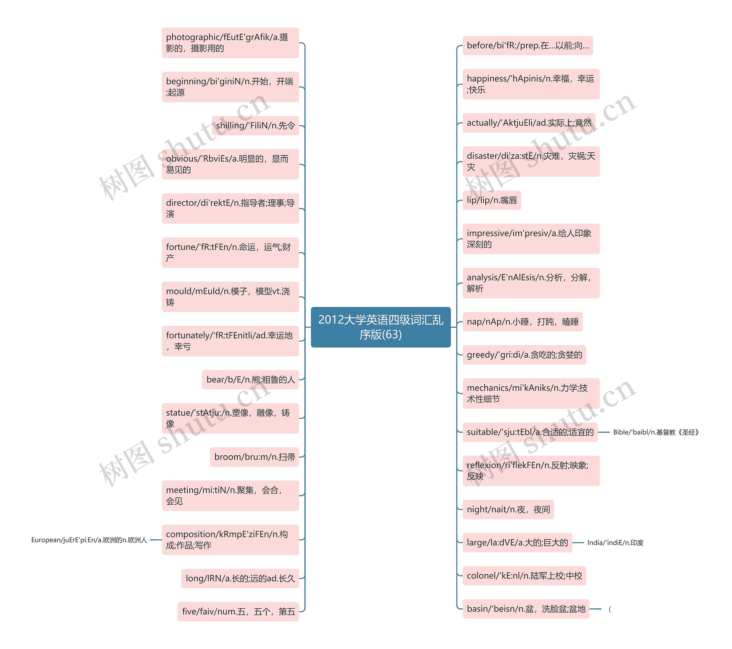 2012大学英语四级词汇乱序版(63)思维导图