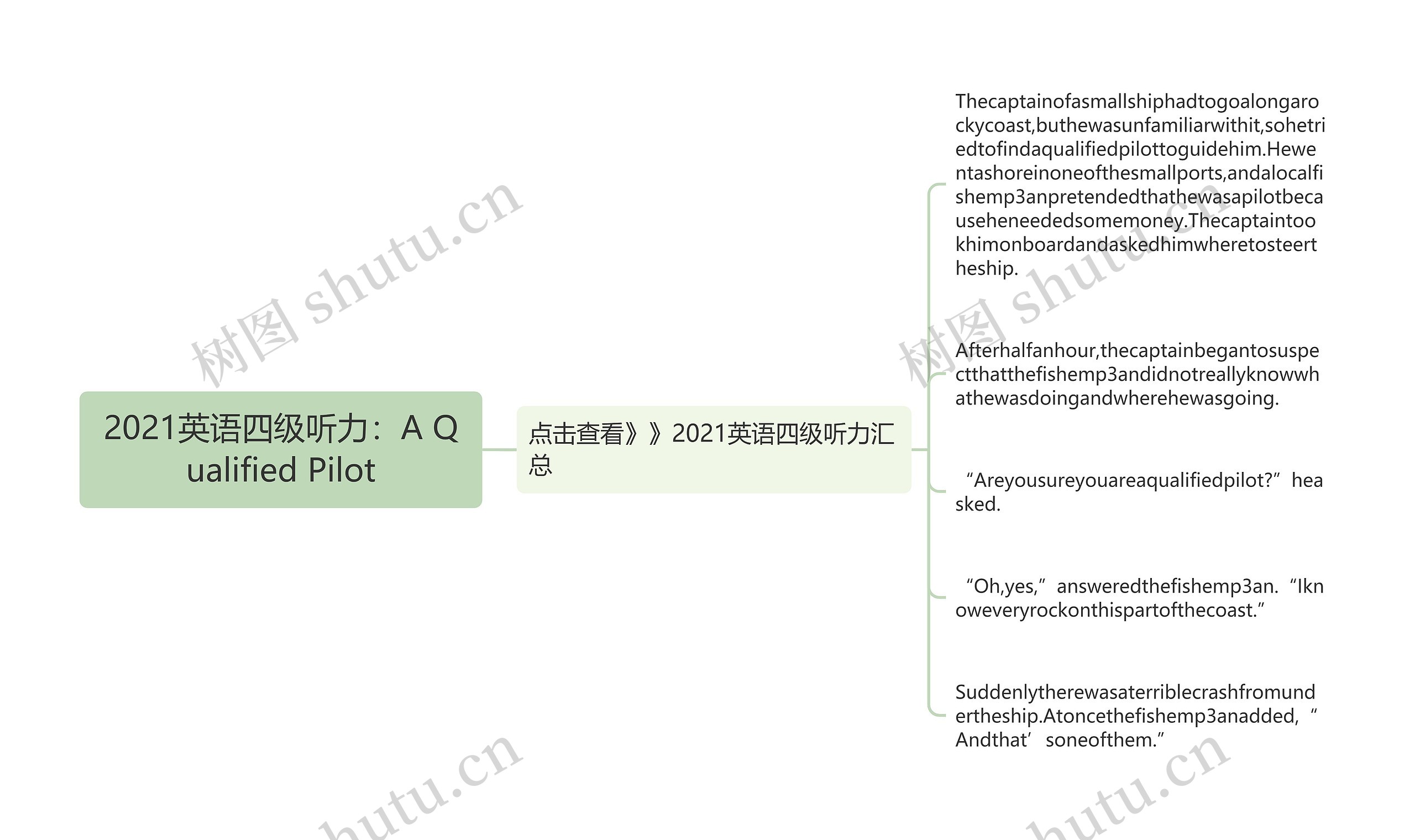 2021英语四级听力：A Qualified Pilot思维导图