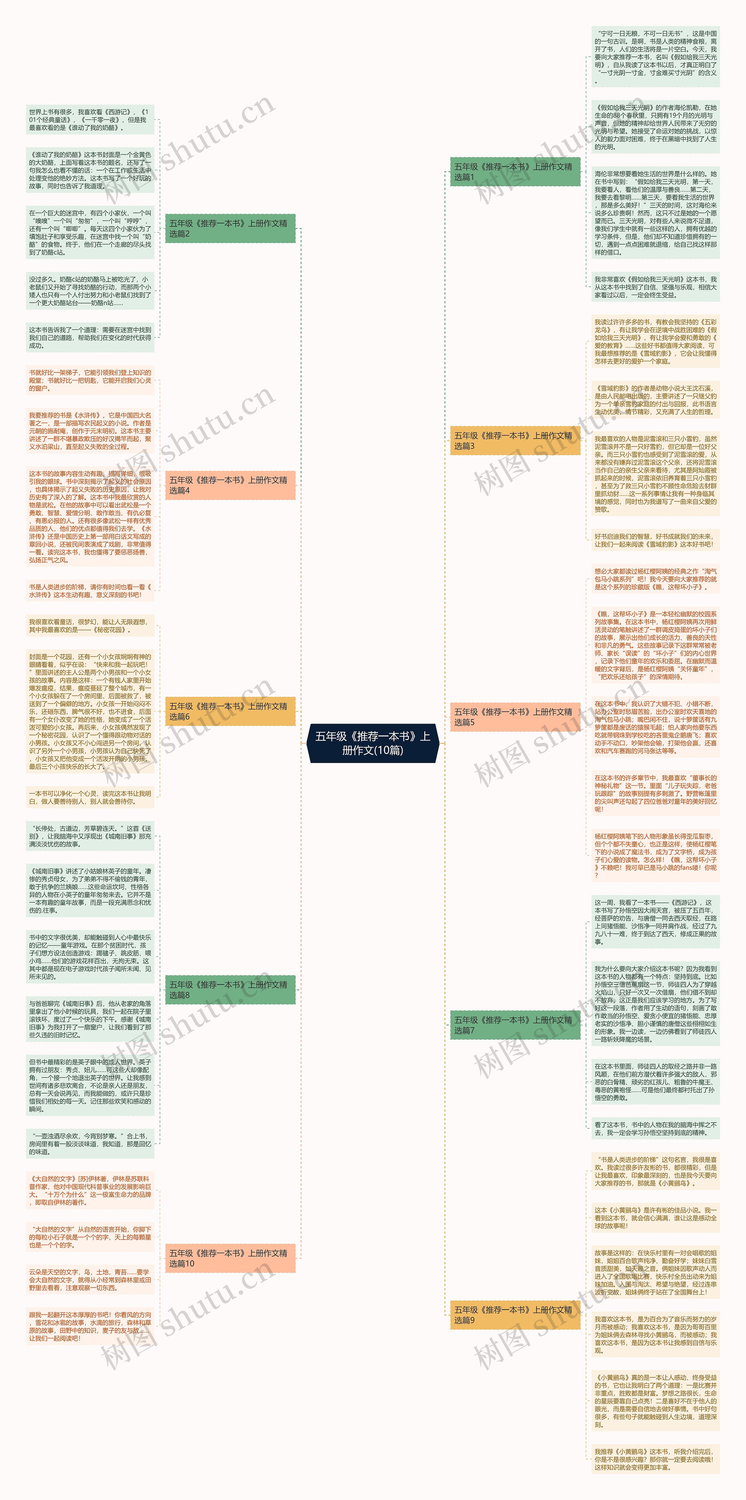 五年级《推荐一本书》上册作文(10篇)思维导图