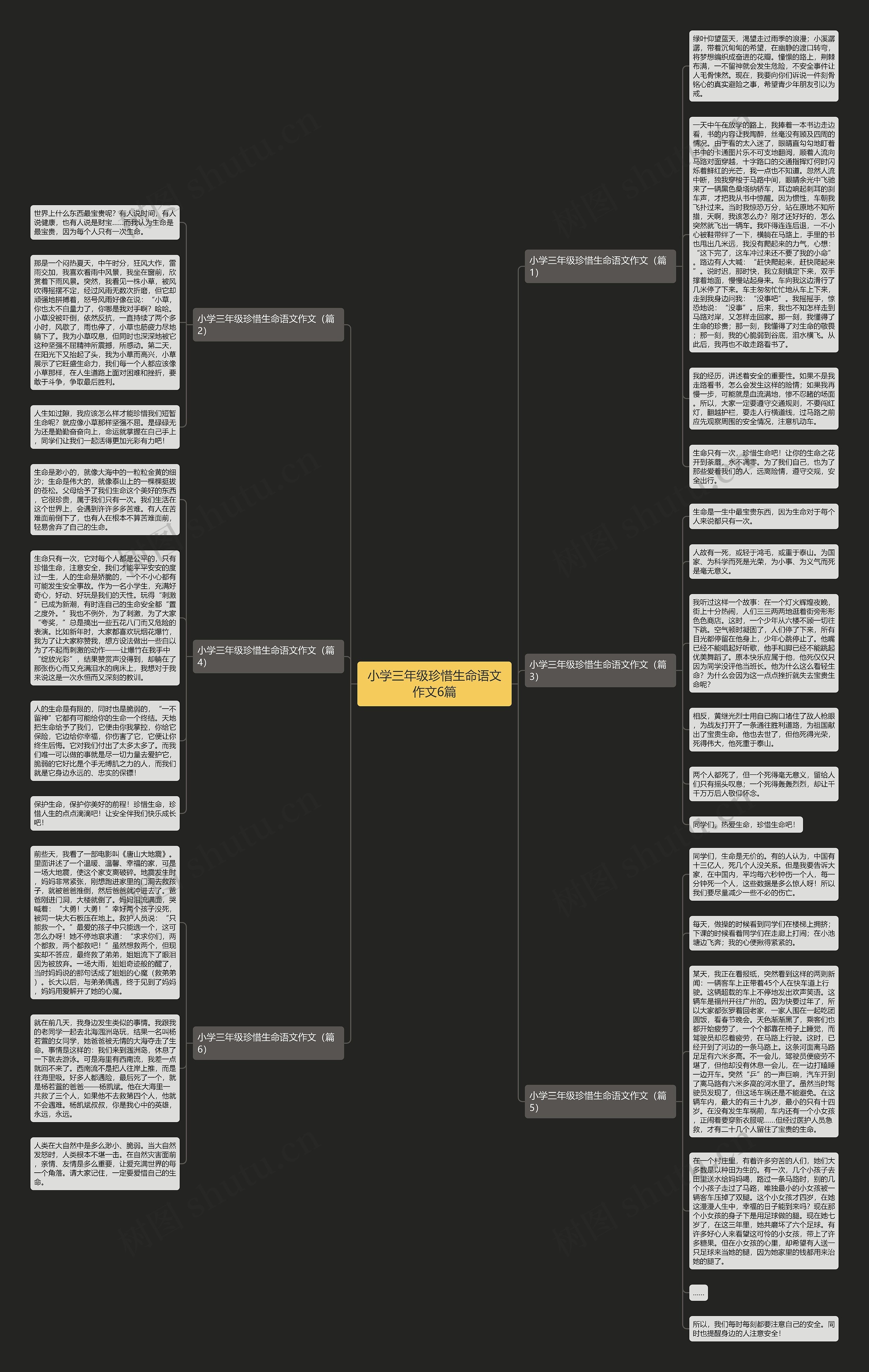 小学三年级珍惜生命语文作文6篇思维导图