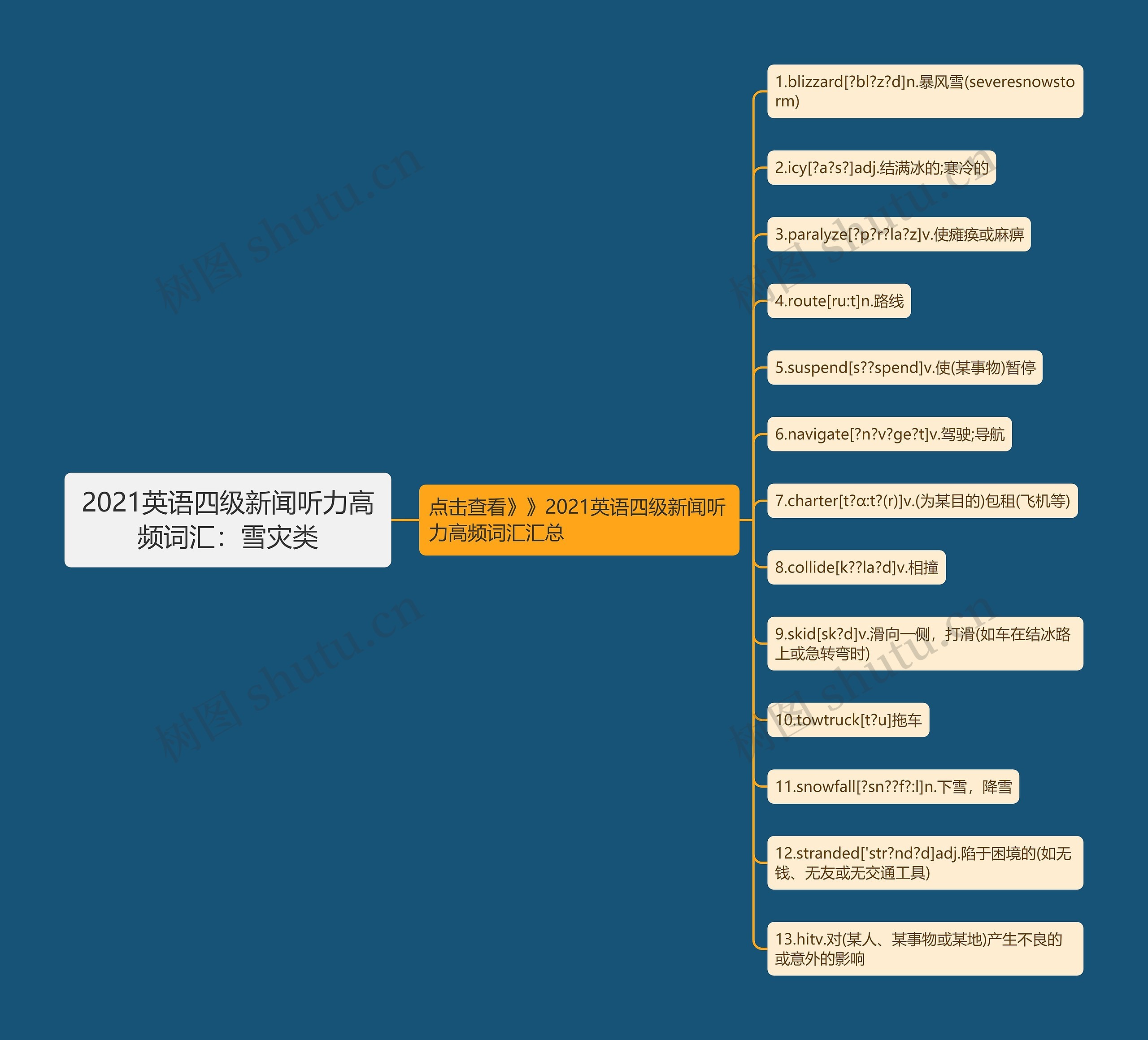 2021英语四级新闻听力高频词汇：雪灾类