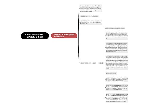 2021年6月英语四级作文范文背诵：心理健康