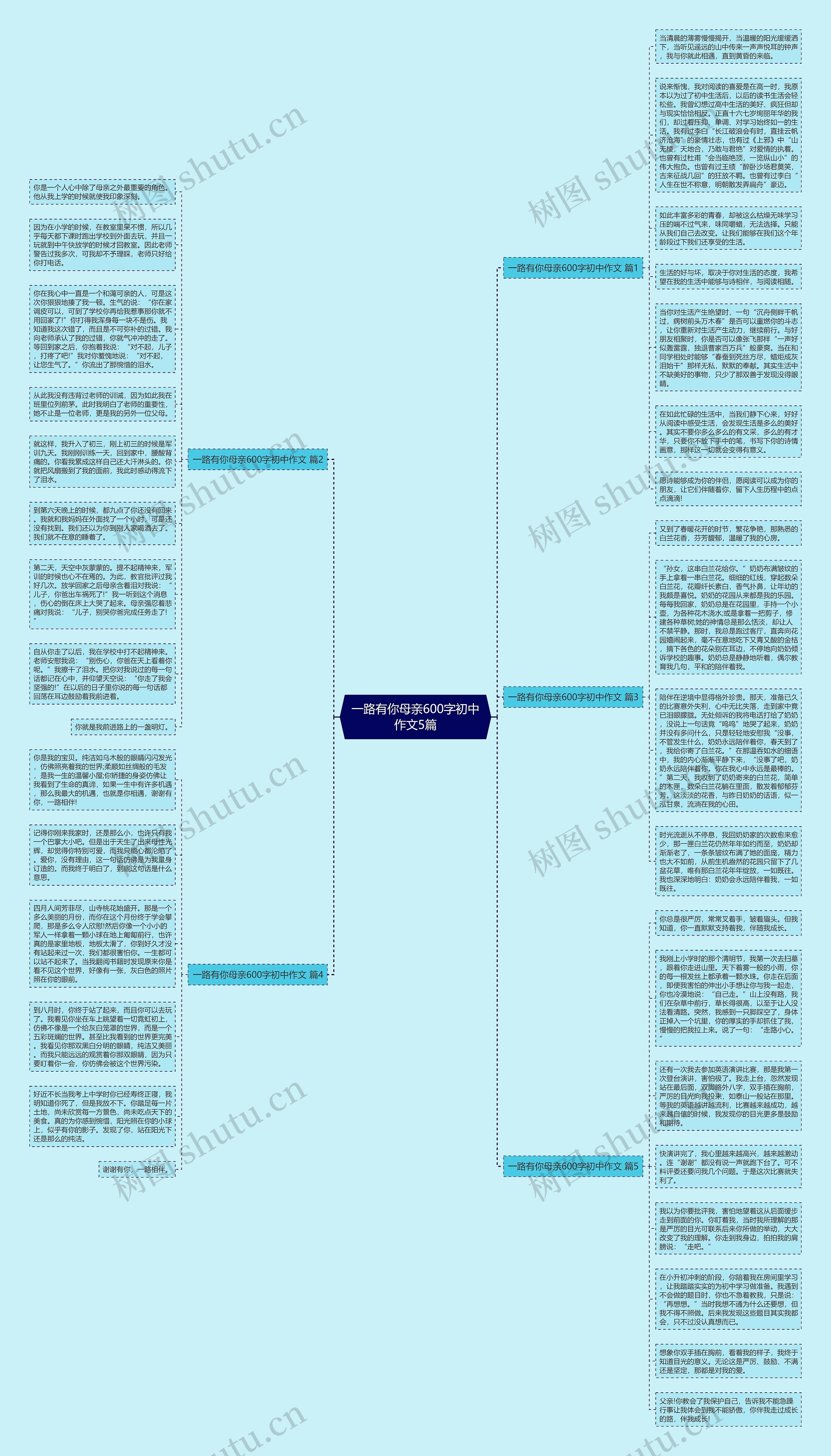 一路有你母亲600字初中作文5篇思维导图