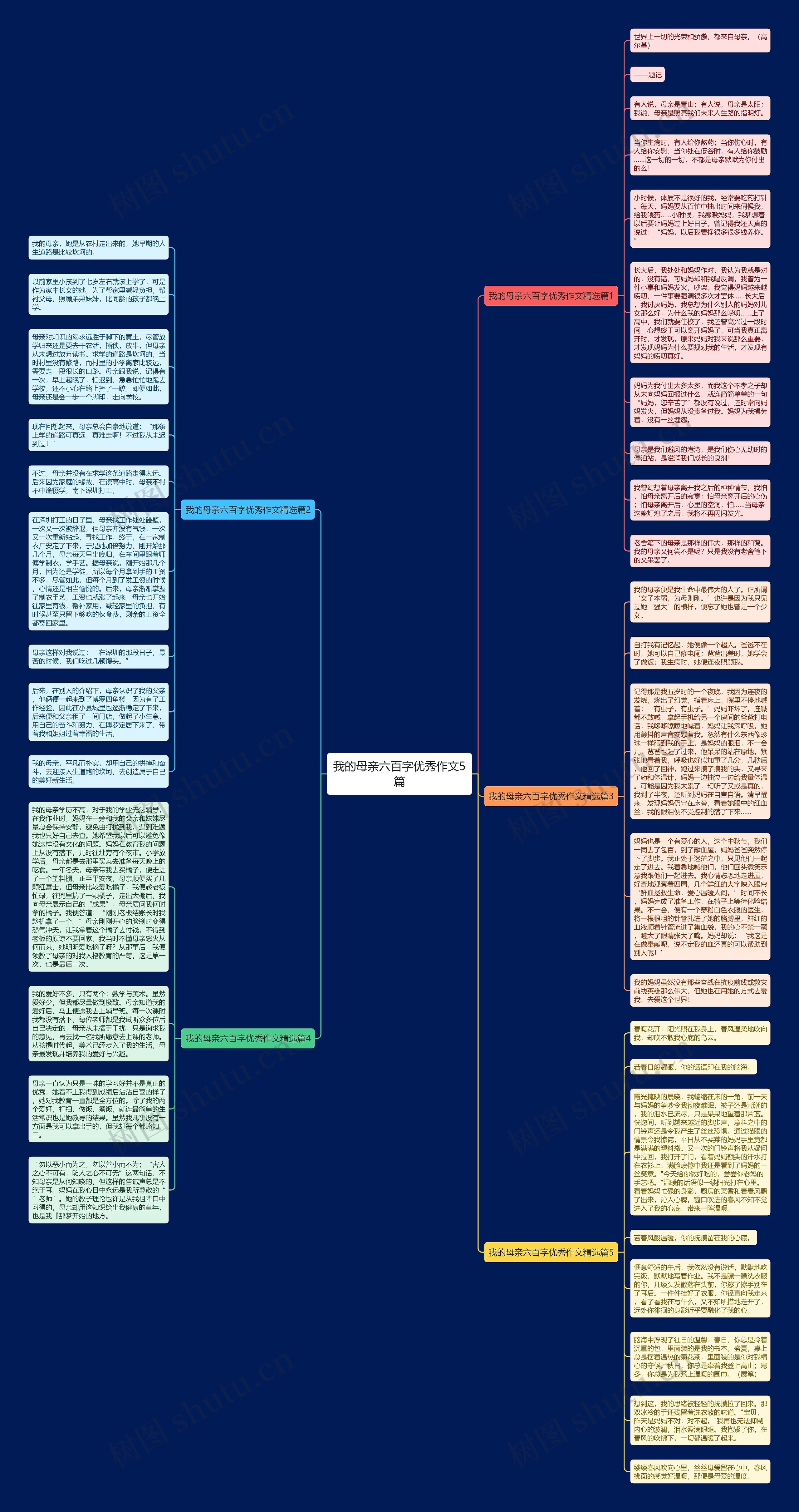 我的母亲六百字优秀作文5篇思维导图