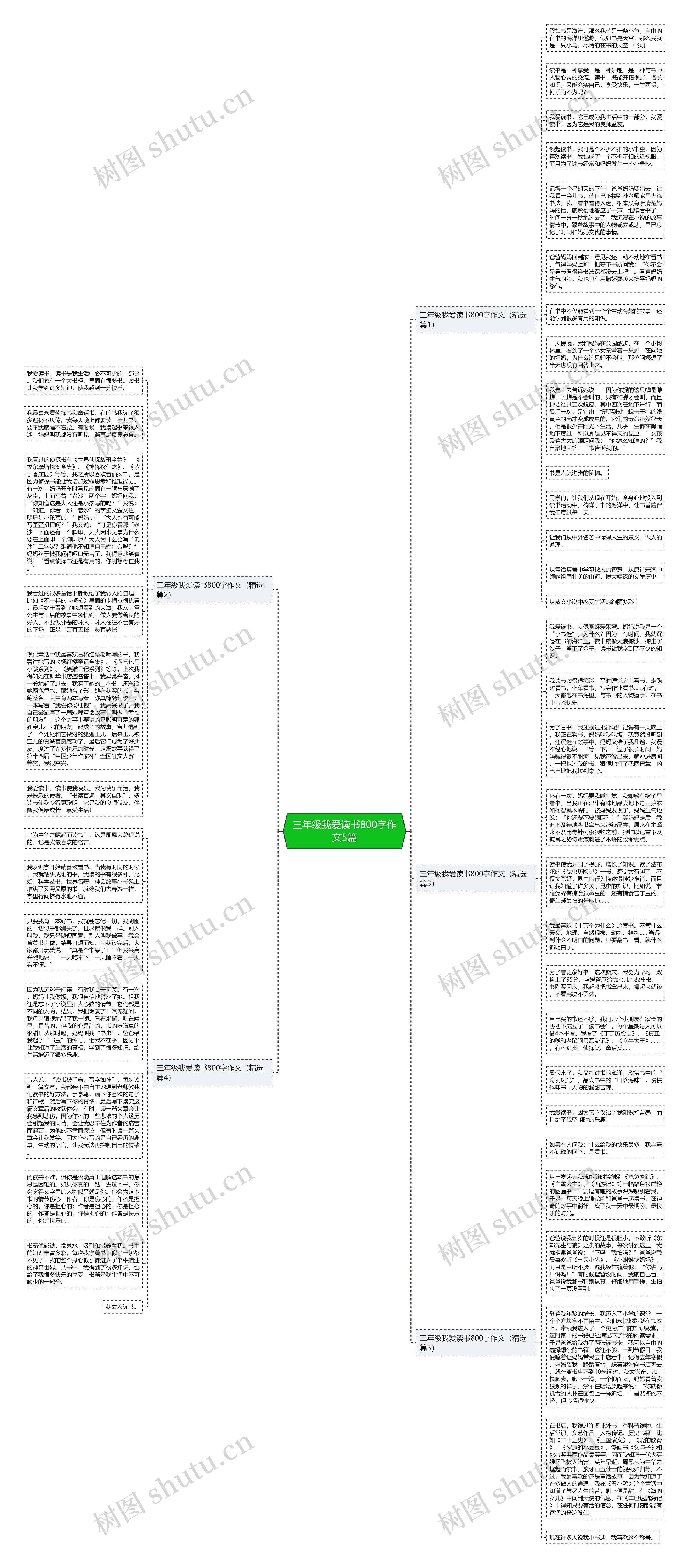 三年级我爱读书800字作文5篇思维导图