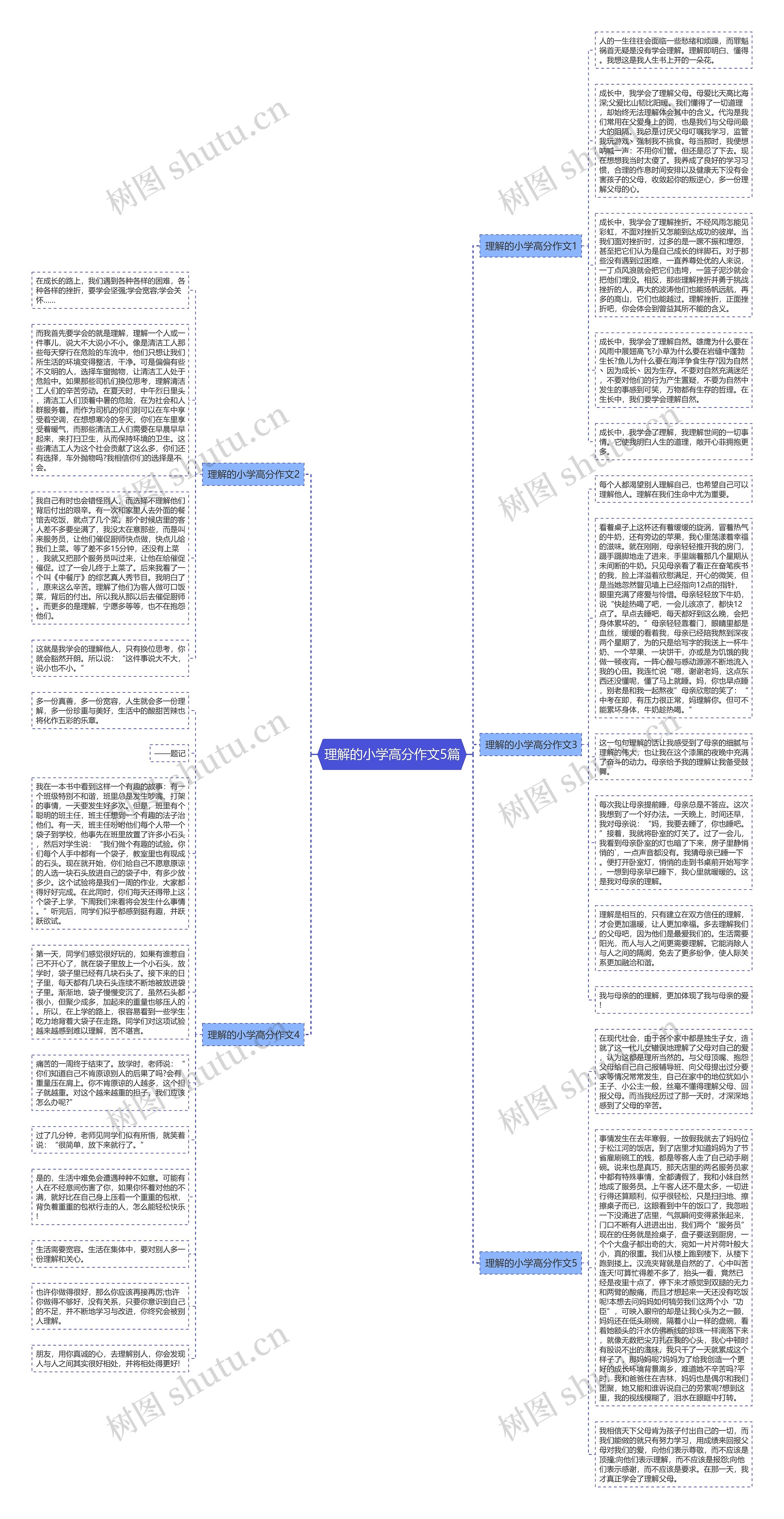 理解的小学高分作文5篇思维导图