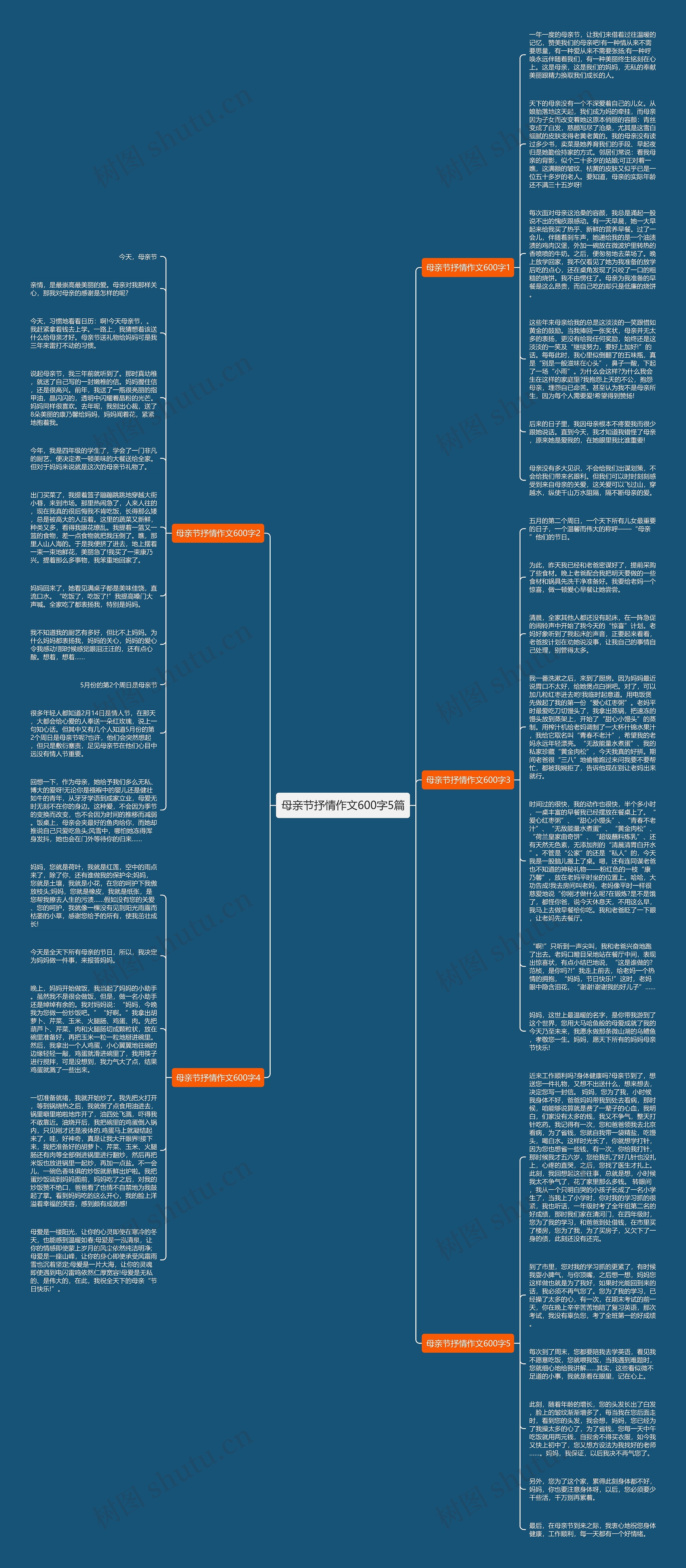 母亲节抒情作文600字5篇思维导图