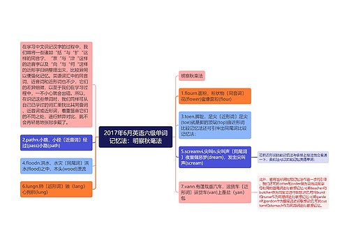 2017年6月英语六级单词记忆法：明察秋毫法
