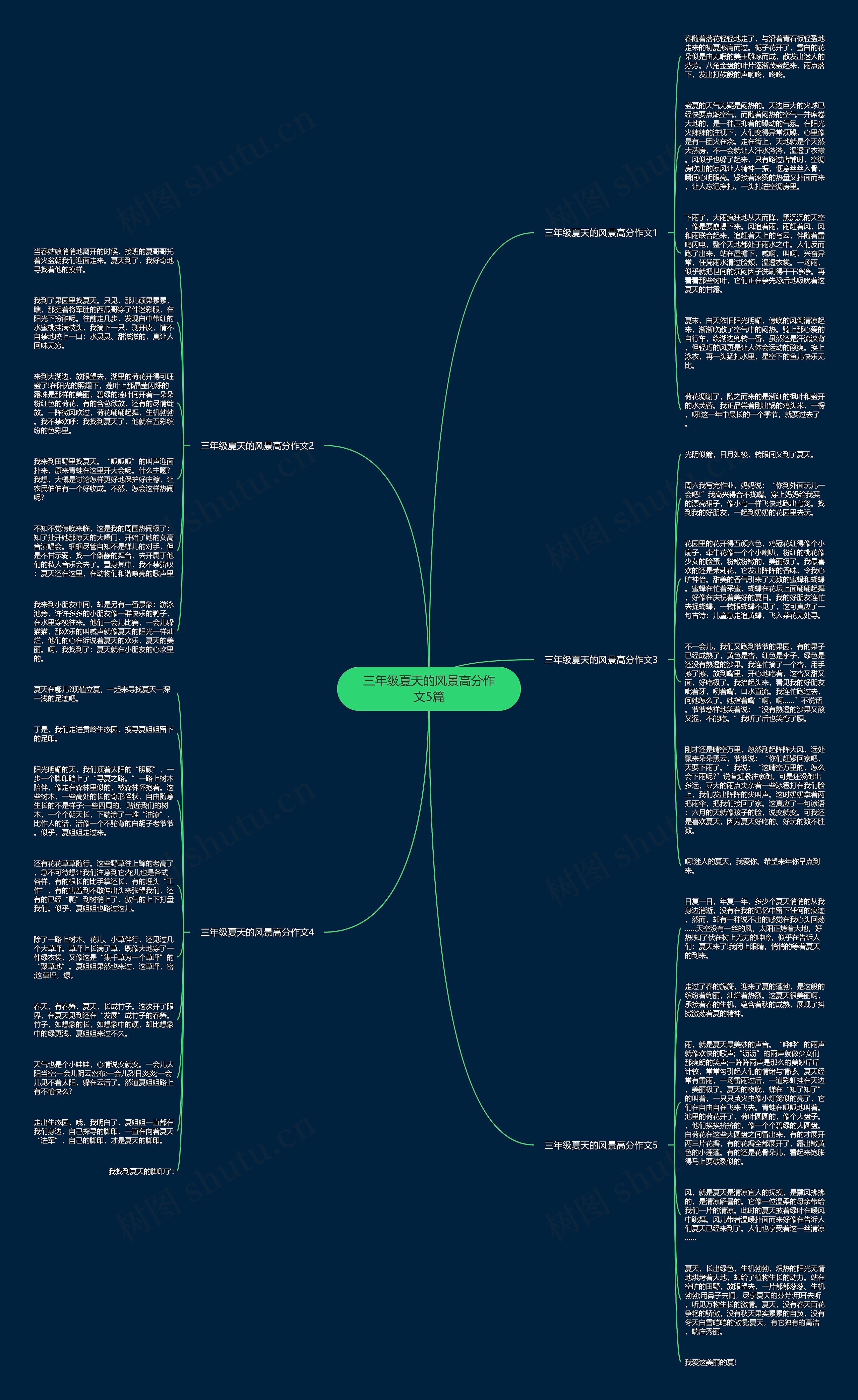 三年级夏天的风景高分作文5篇思维导图