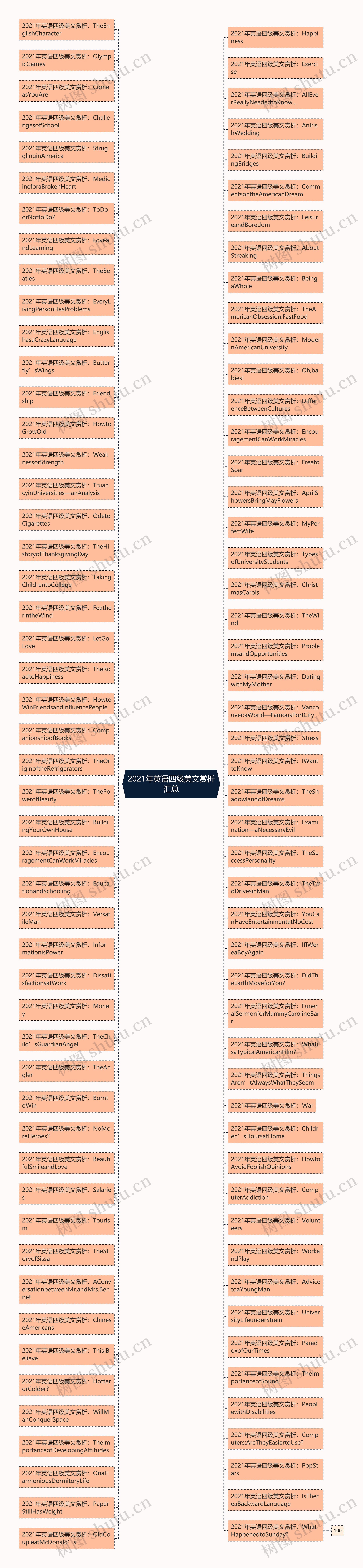 2021年英语四级美文赏析汇总思维导图