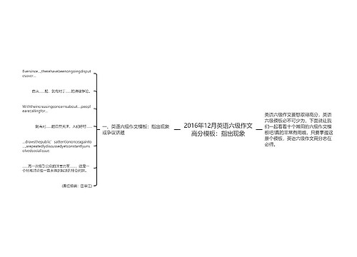 2016年12月英语六级作文高分模板：指出现象