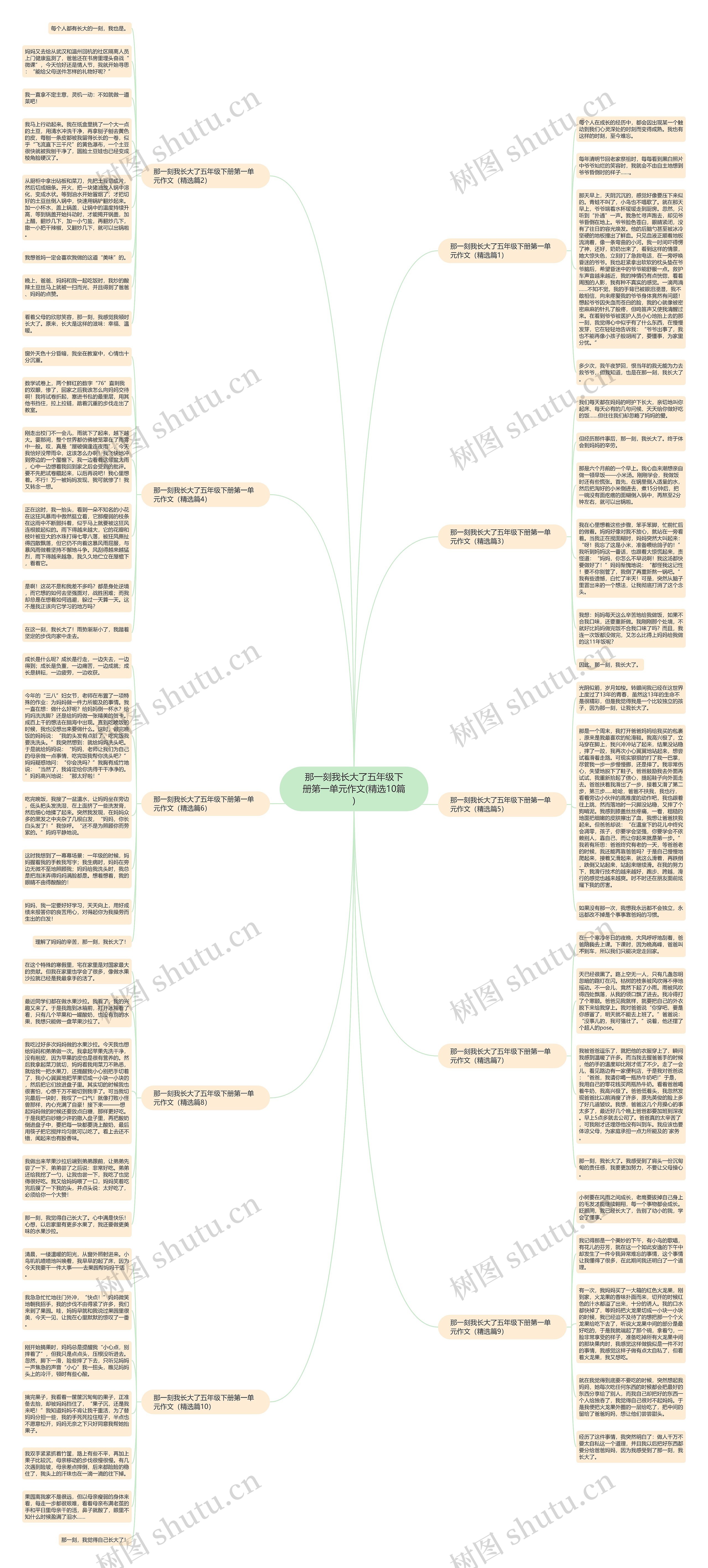 那一刻我长大了五年级下册第一单元作文(精选10篇)思维导图
