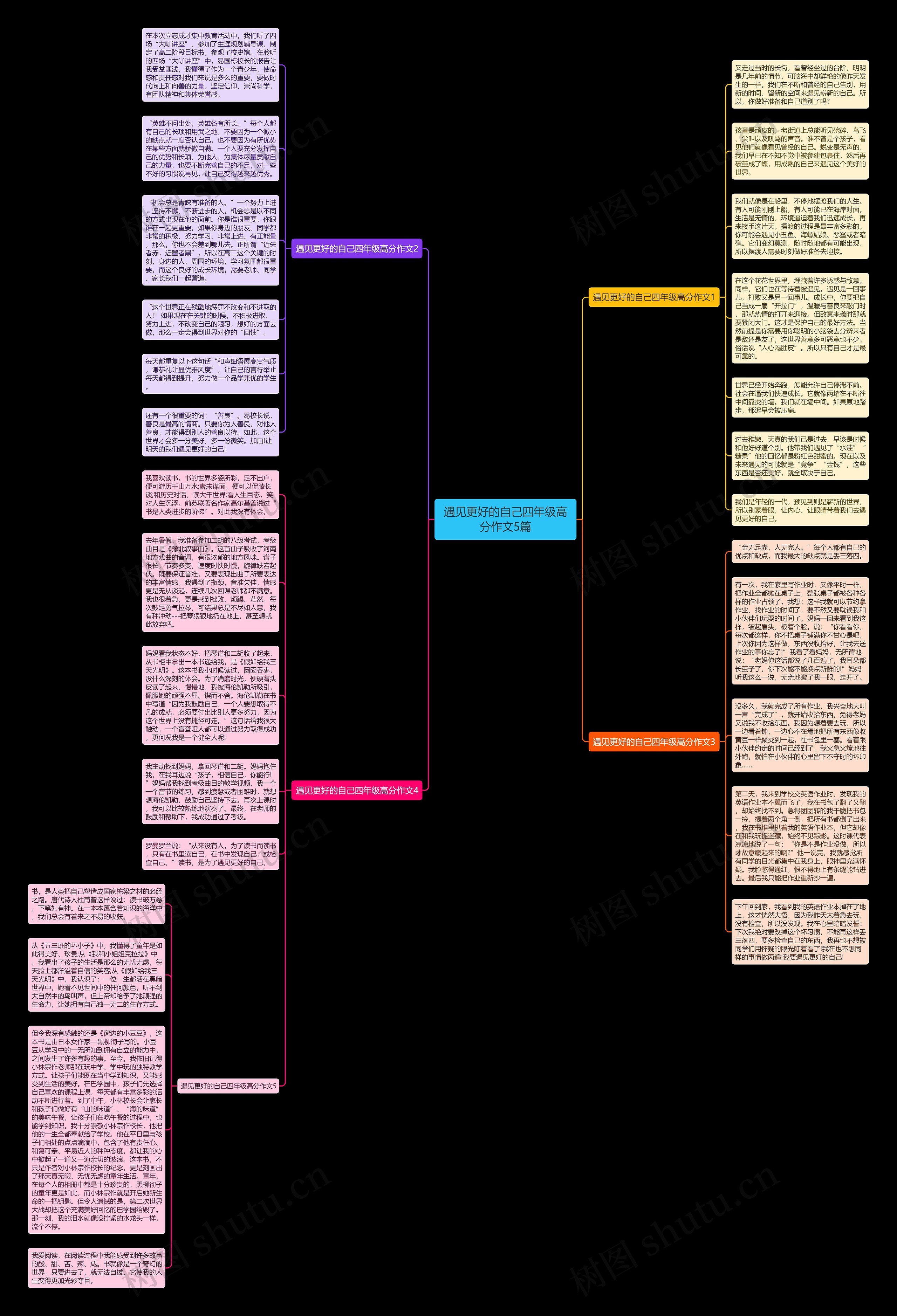 遇见更好的自己四年级高分作文5篇思维导图