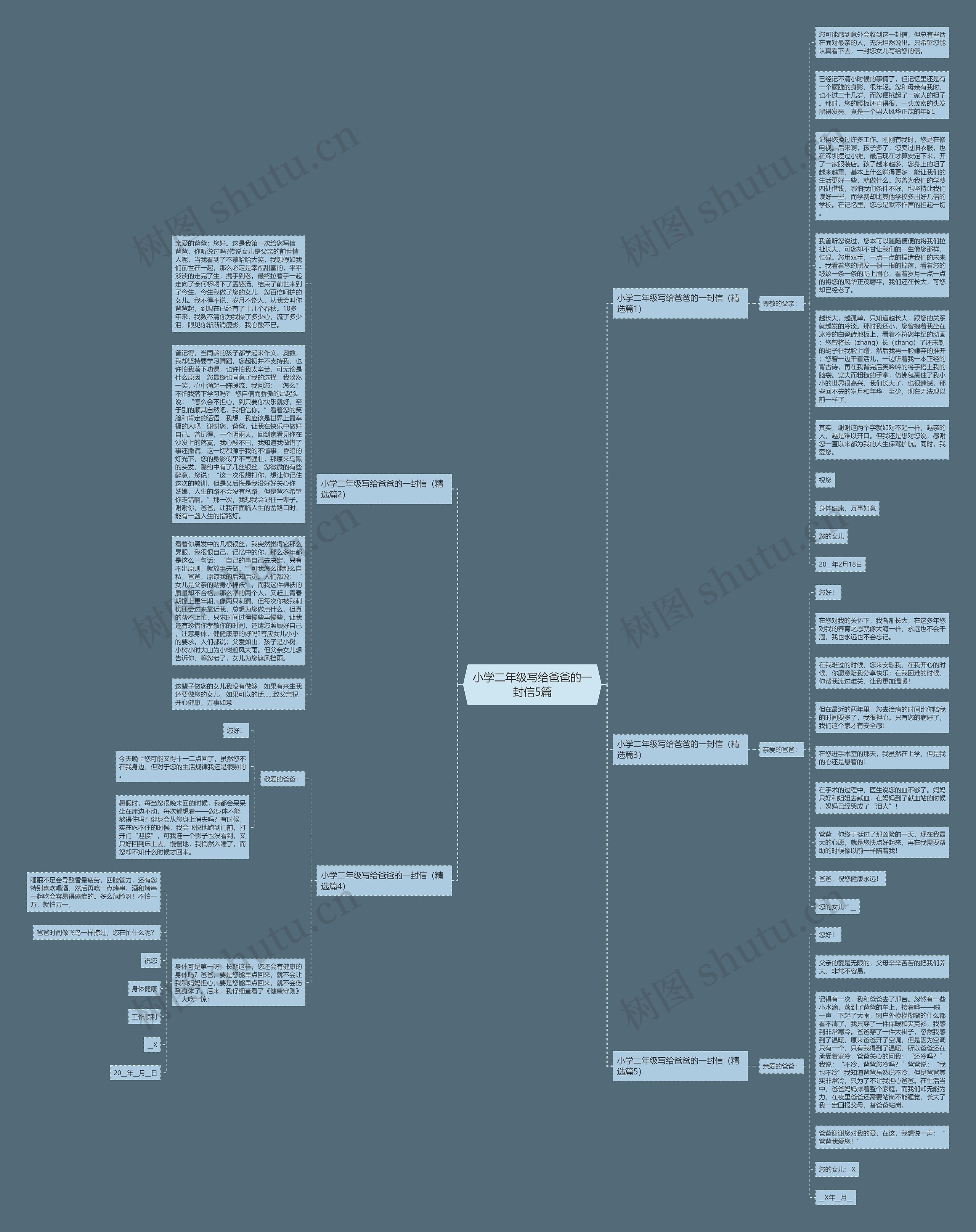 小学二年级写给爸爸的一封信5篇思维导图