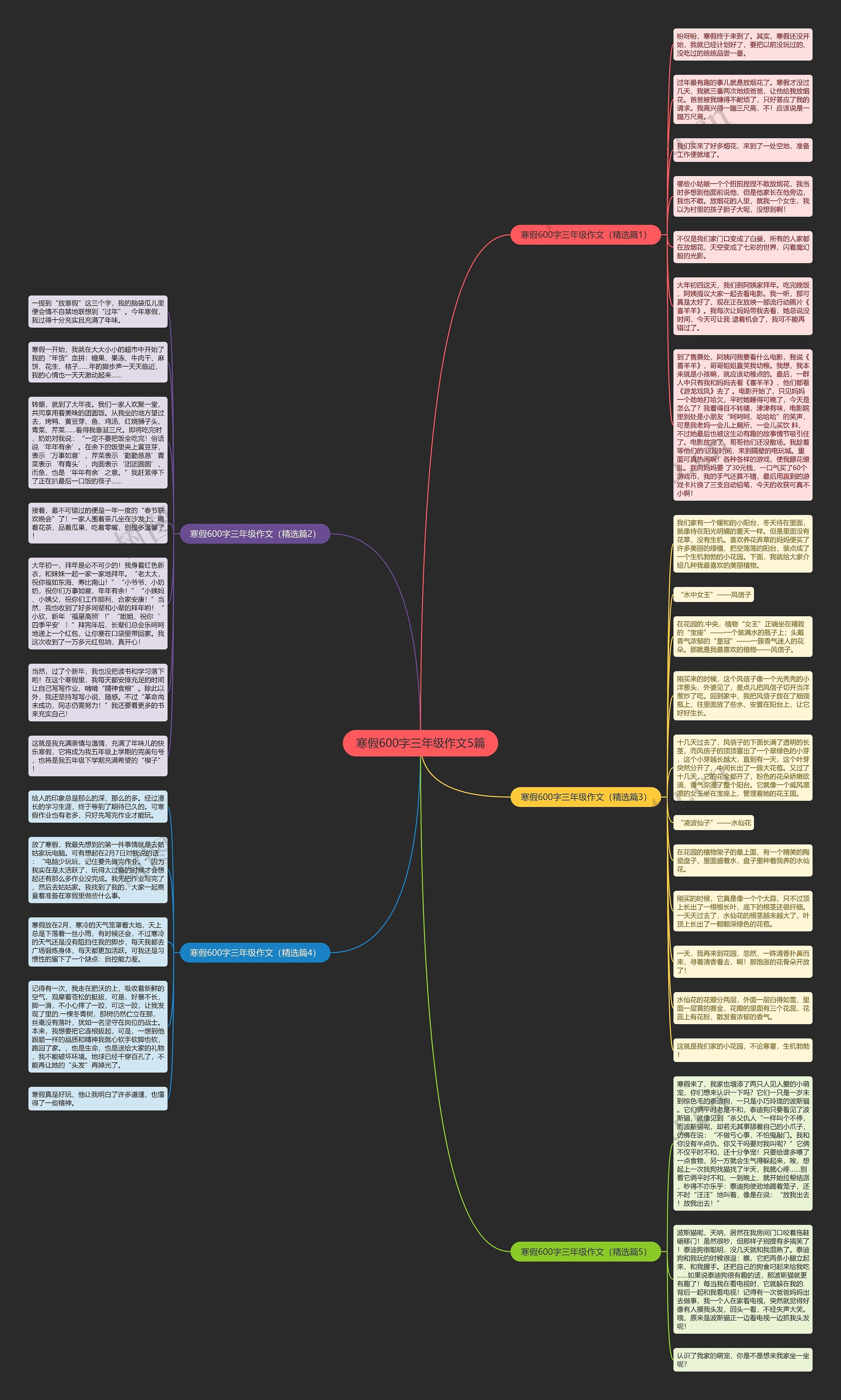 寒假600字三年级作文5篇思维导图