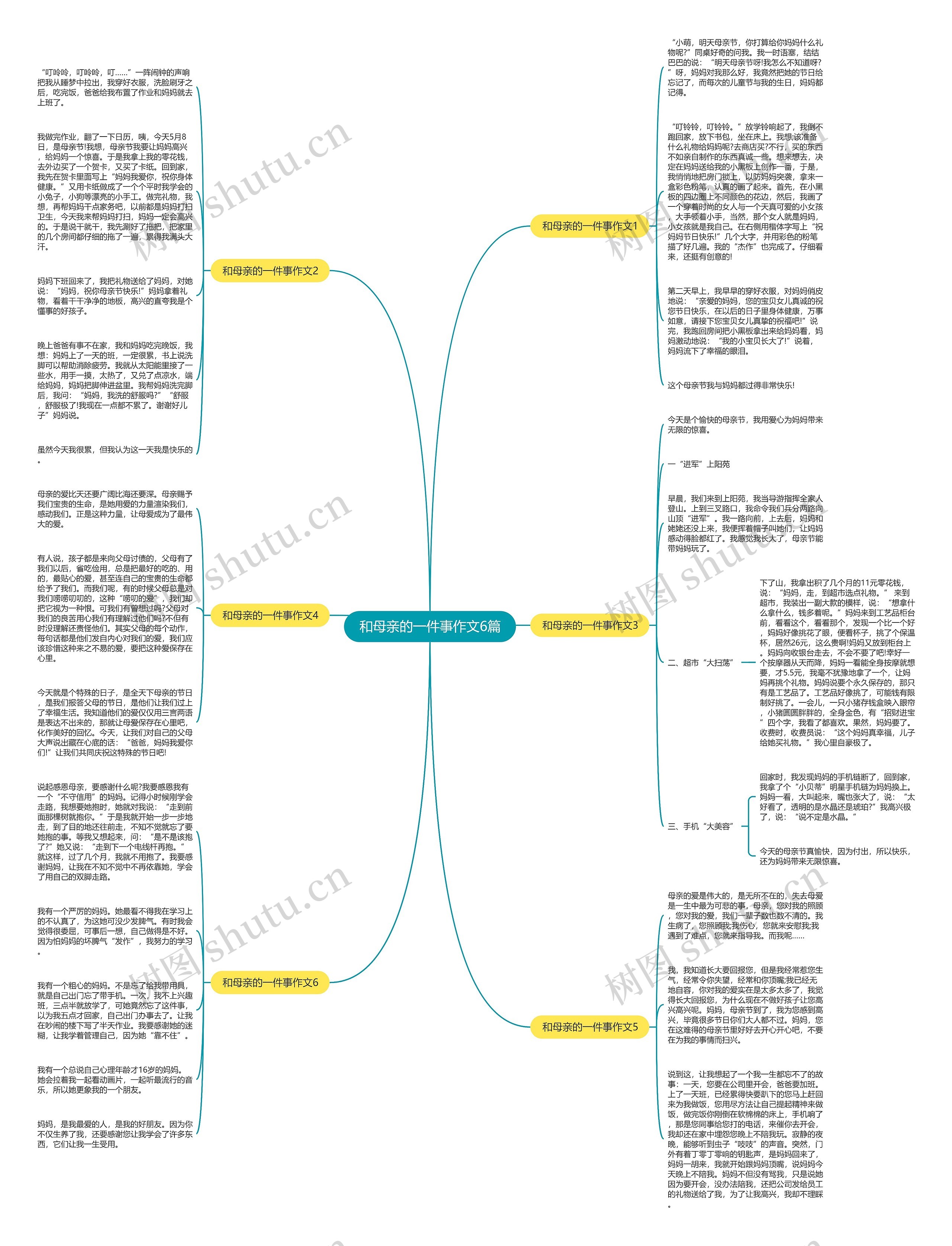和母亲的一件事作文6篇思维导图