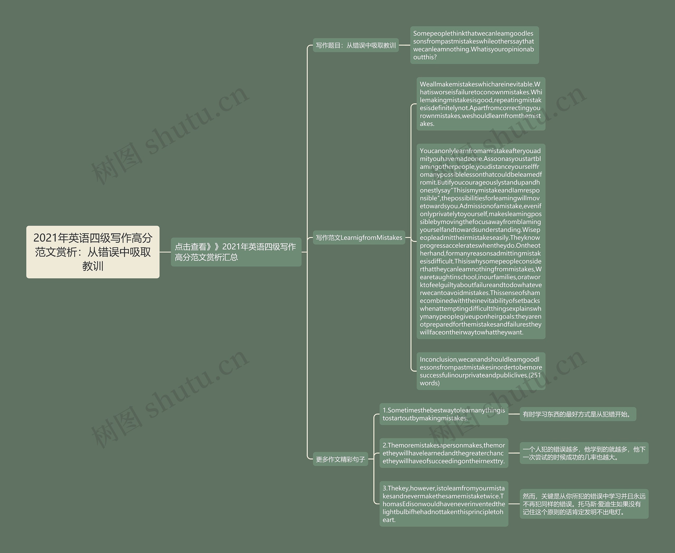 2021年英语四级写作高分范文赏析：从错误中吸取教训思维导图