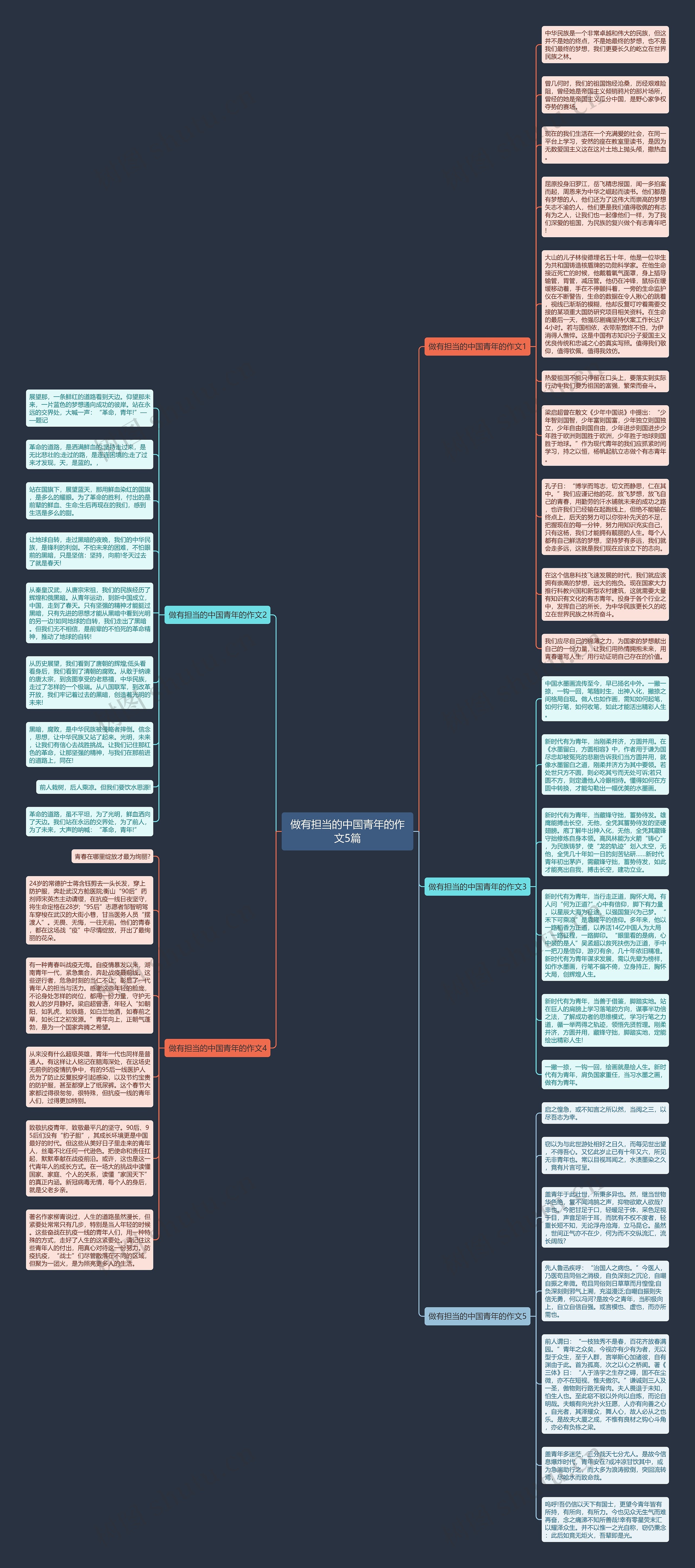 做有担当的中国青年的作文5篇思维导图