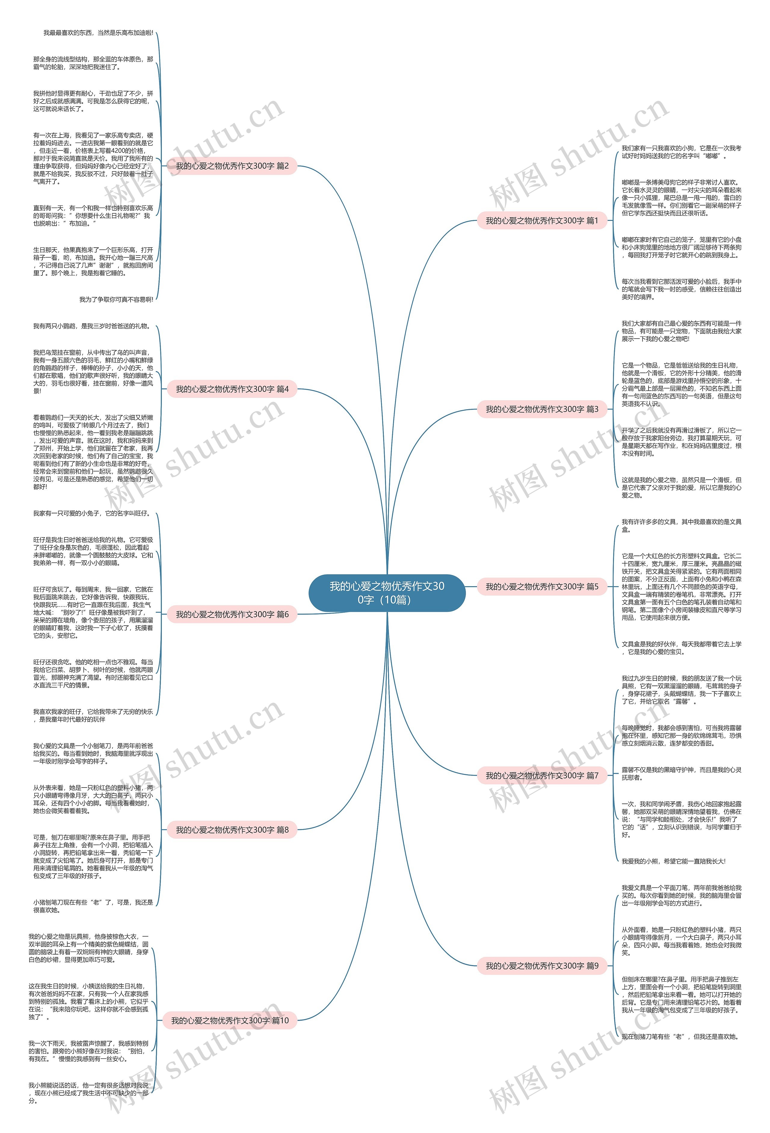 我的心爱之物优秀作文300字（10篇）思维导图