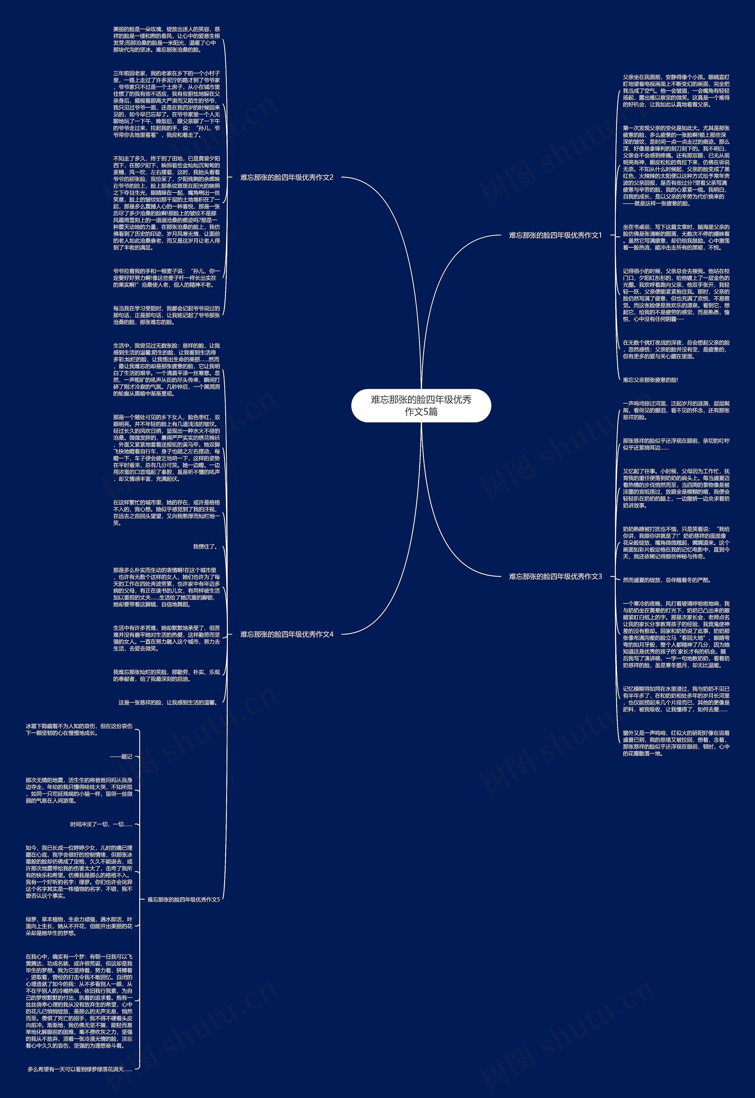 难忘那张的脸四年级优秀作文5篇思维导图