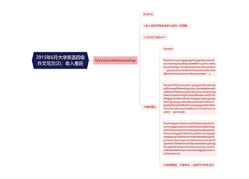 2015年6月大学英语四级作文范文(2)：收入差距