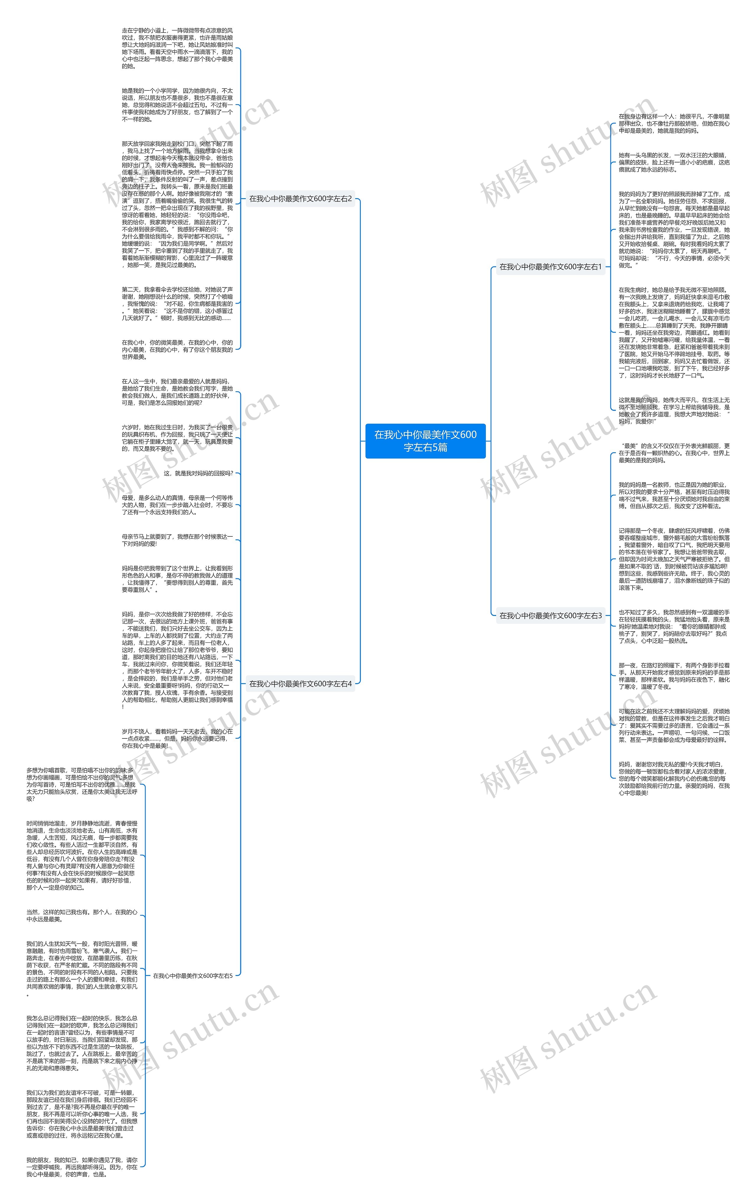 在我心中你最美作文600字左右5篇思维导图