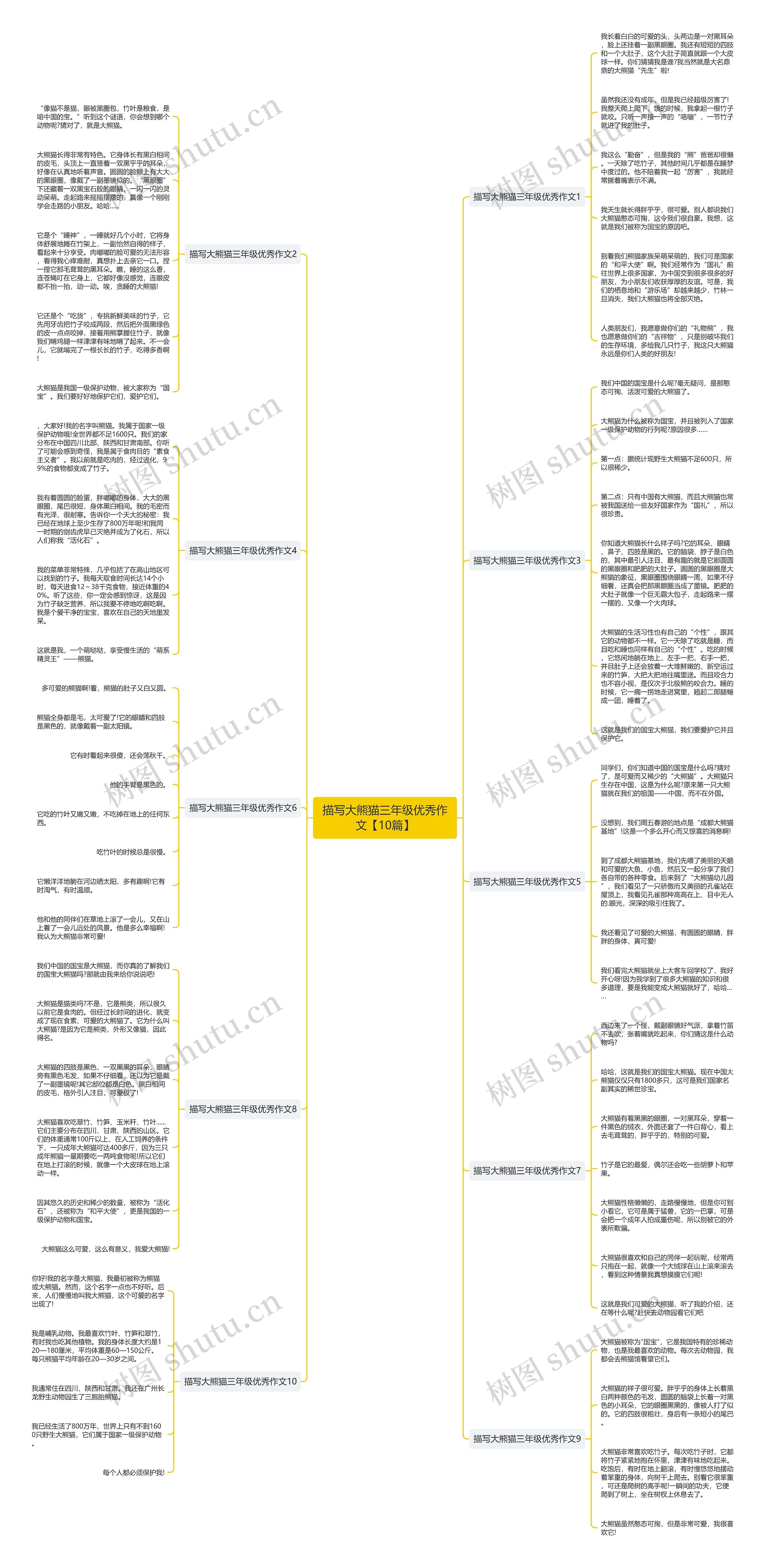 描写大熊猫三年级优秀作文【10篇】思维导图