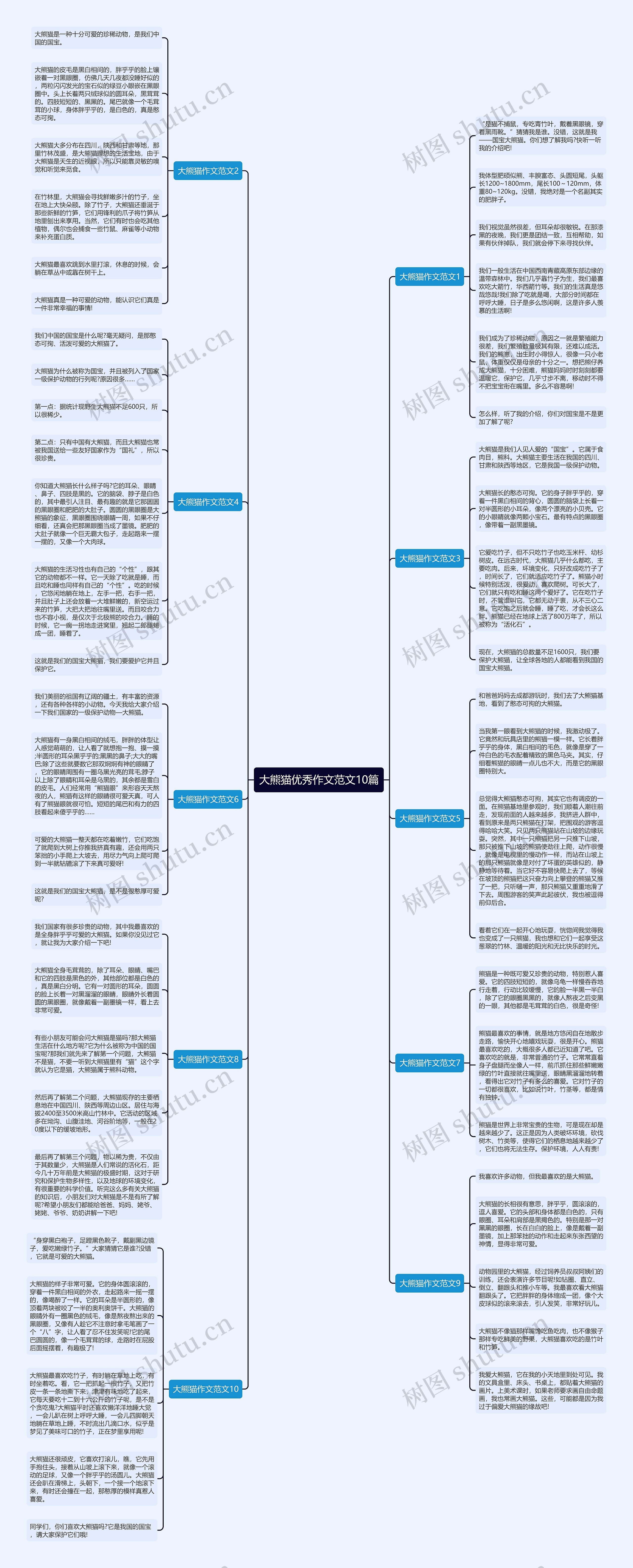 大熊猫优秀作文范文10篇思维导图