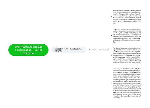 2021年英语四级美文赏析：Examination — a Necessary Evil