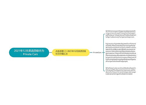 2021年12月英语四级听力：Private Cars