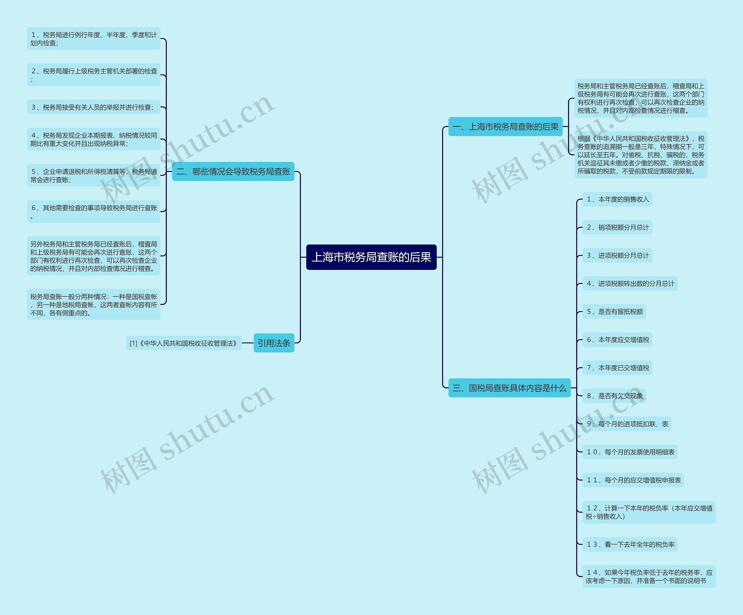 上海市税务局查账的后果思维导图