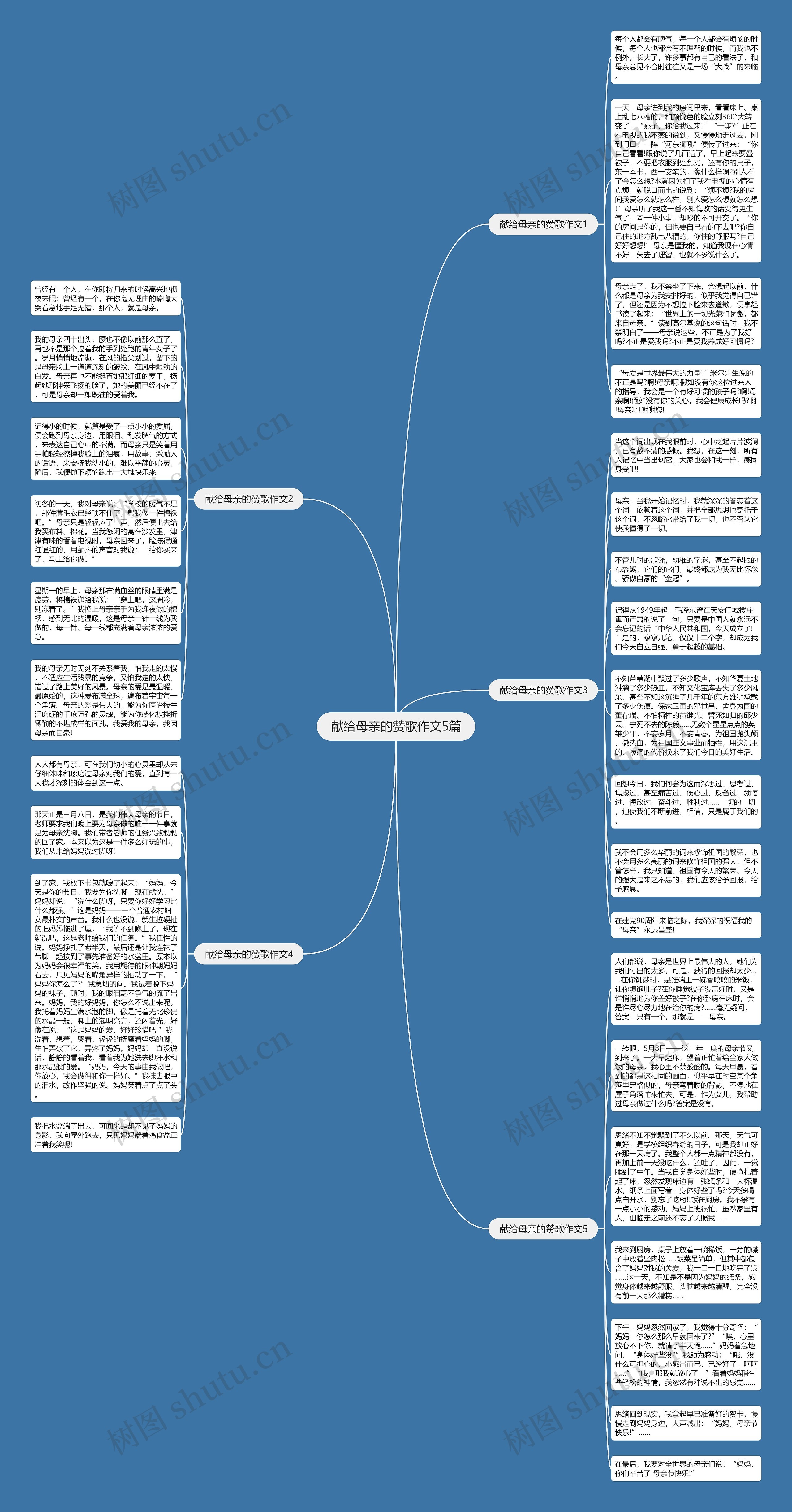 献给母亲的赞歌作文5篇思维导图