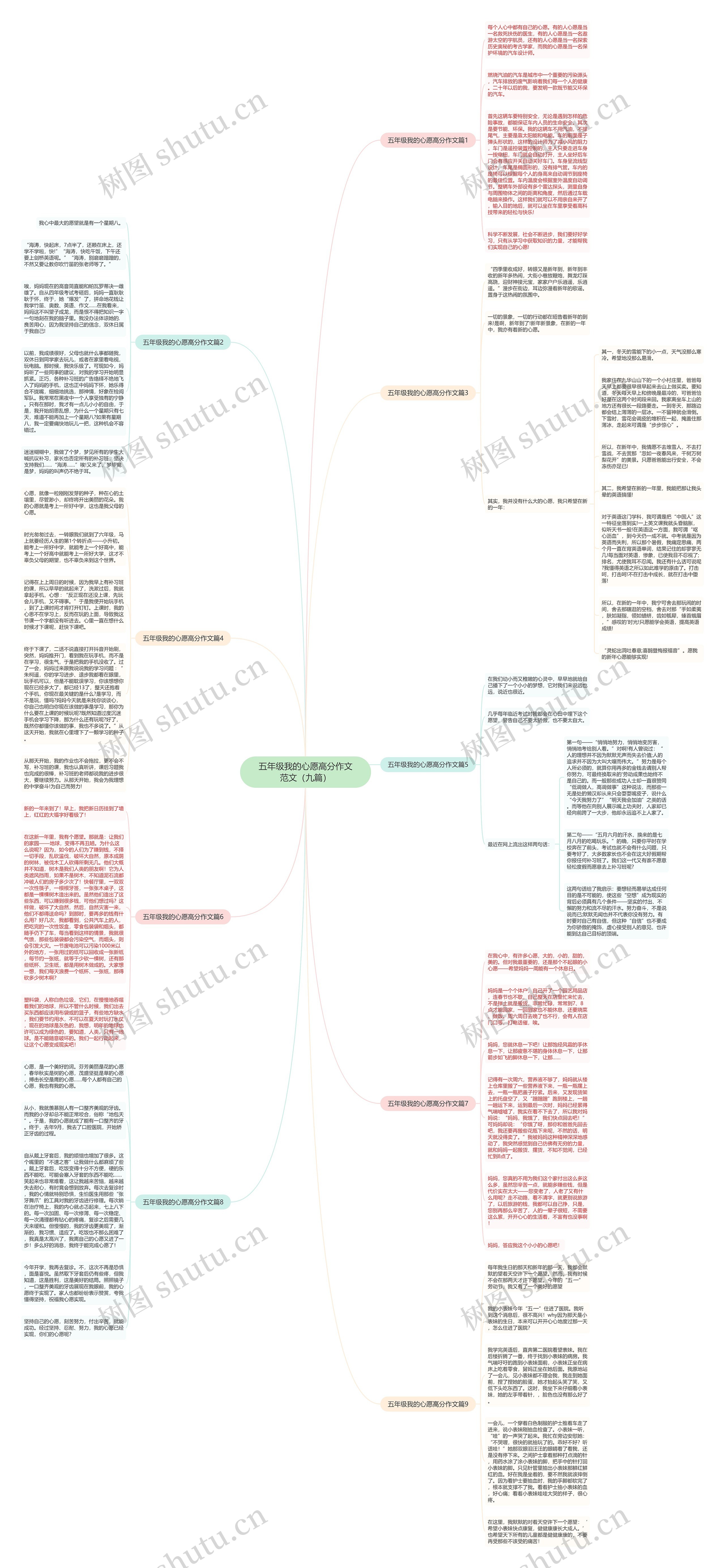 五年级我的心愿高分作文范文（九篇）思维导图