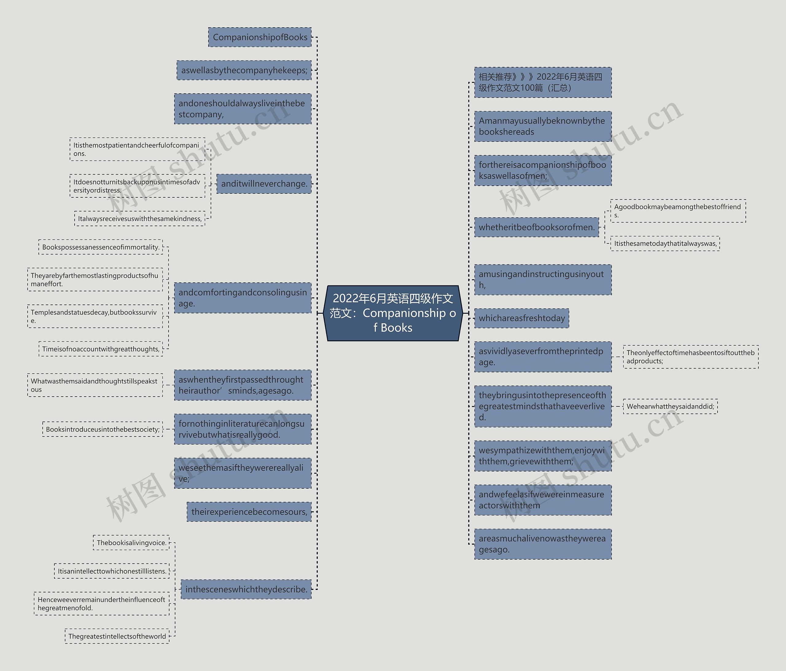 2022年6月英语四级作文范文:Companionship of Books思维导图高清图 2022年6月英语四级作文范文:Companionship of Books思维导图