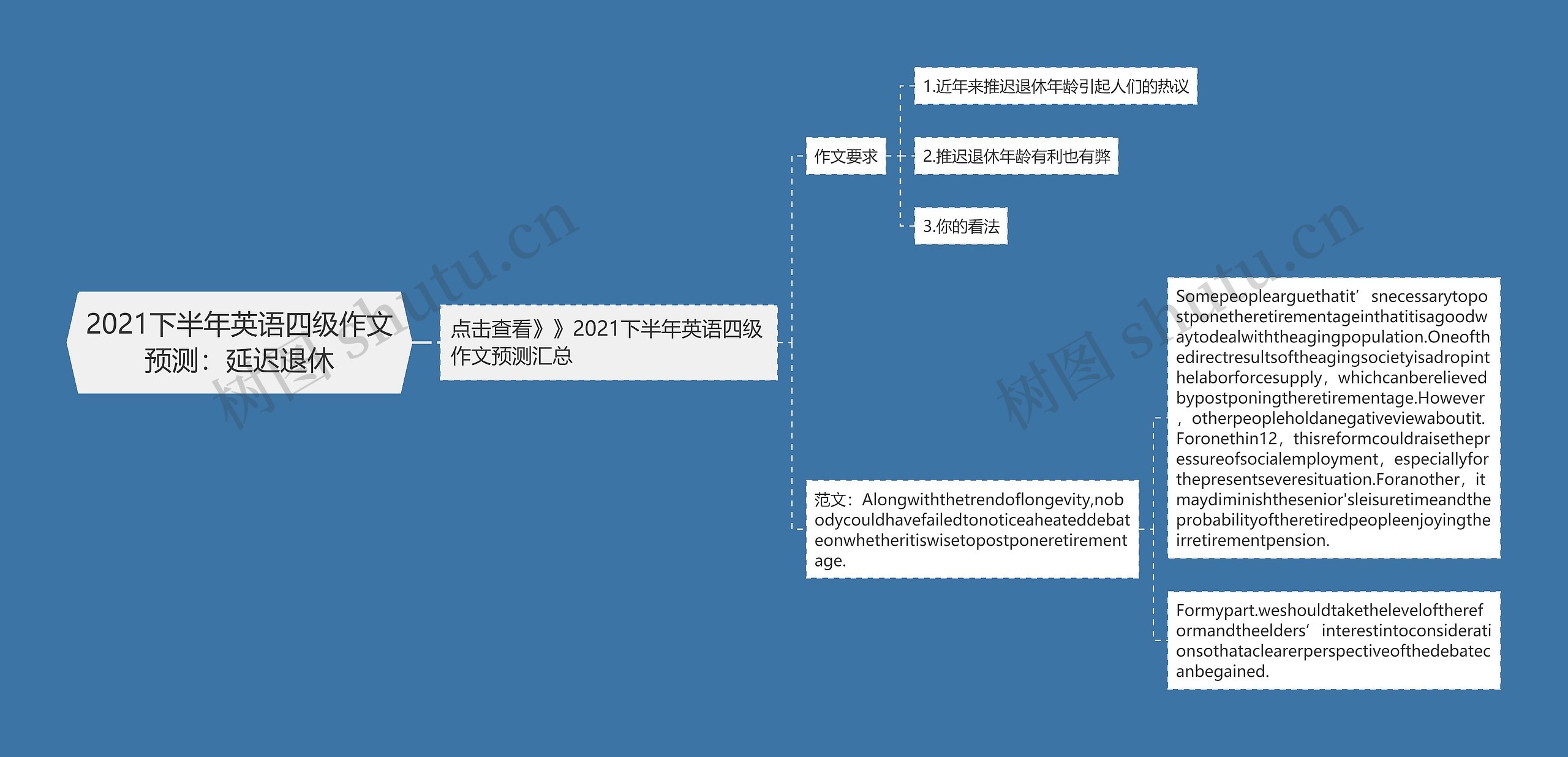 2021下半年英语四级作文预测：延迟退休思维导图