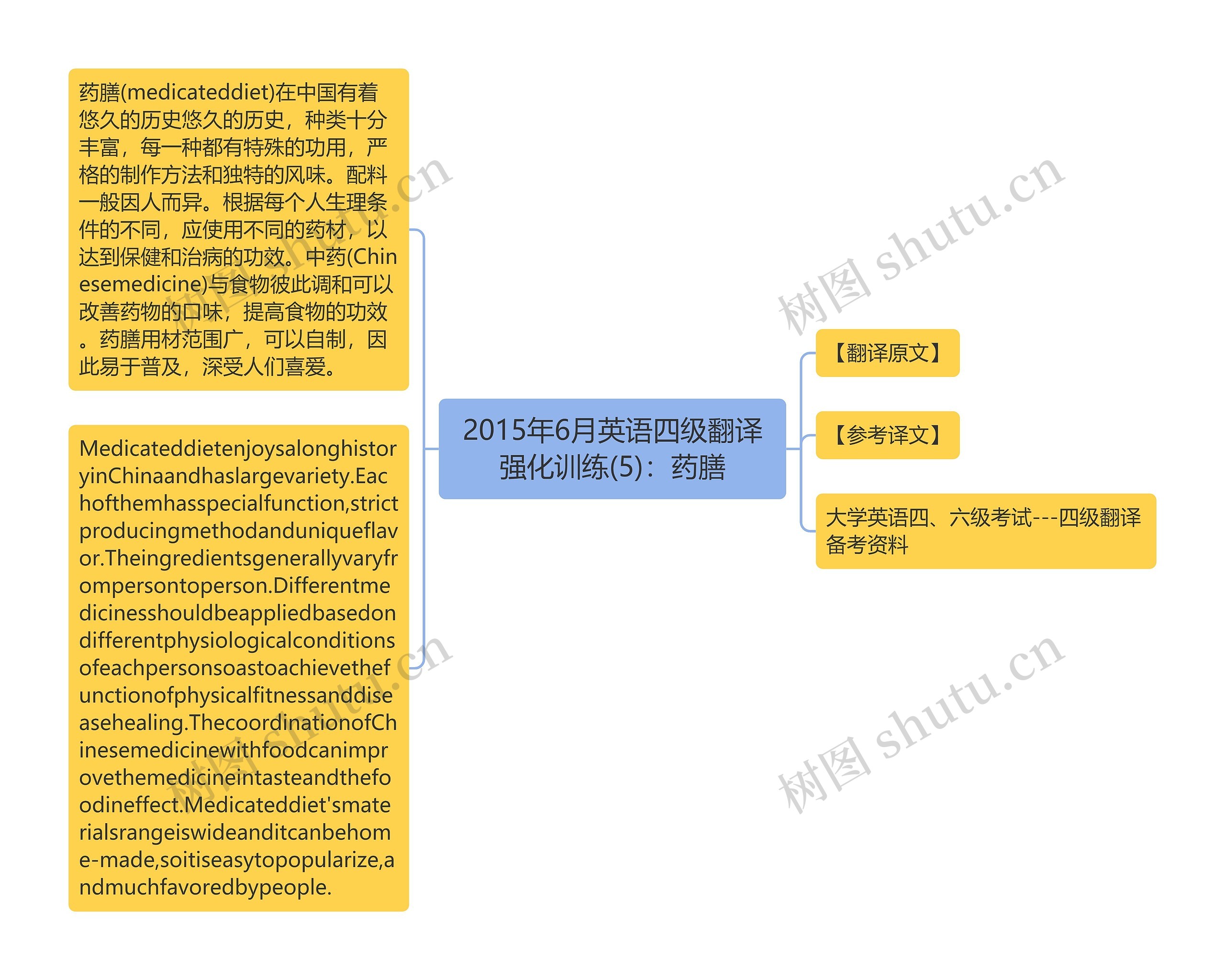 2015年6月英语四级翻译强化训练(5)：药膳思维导图