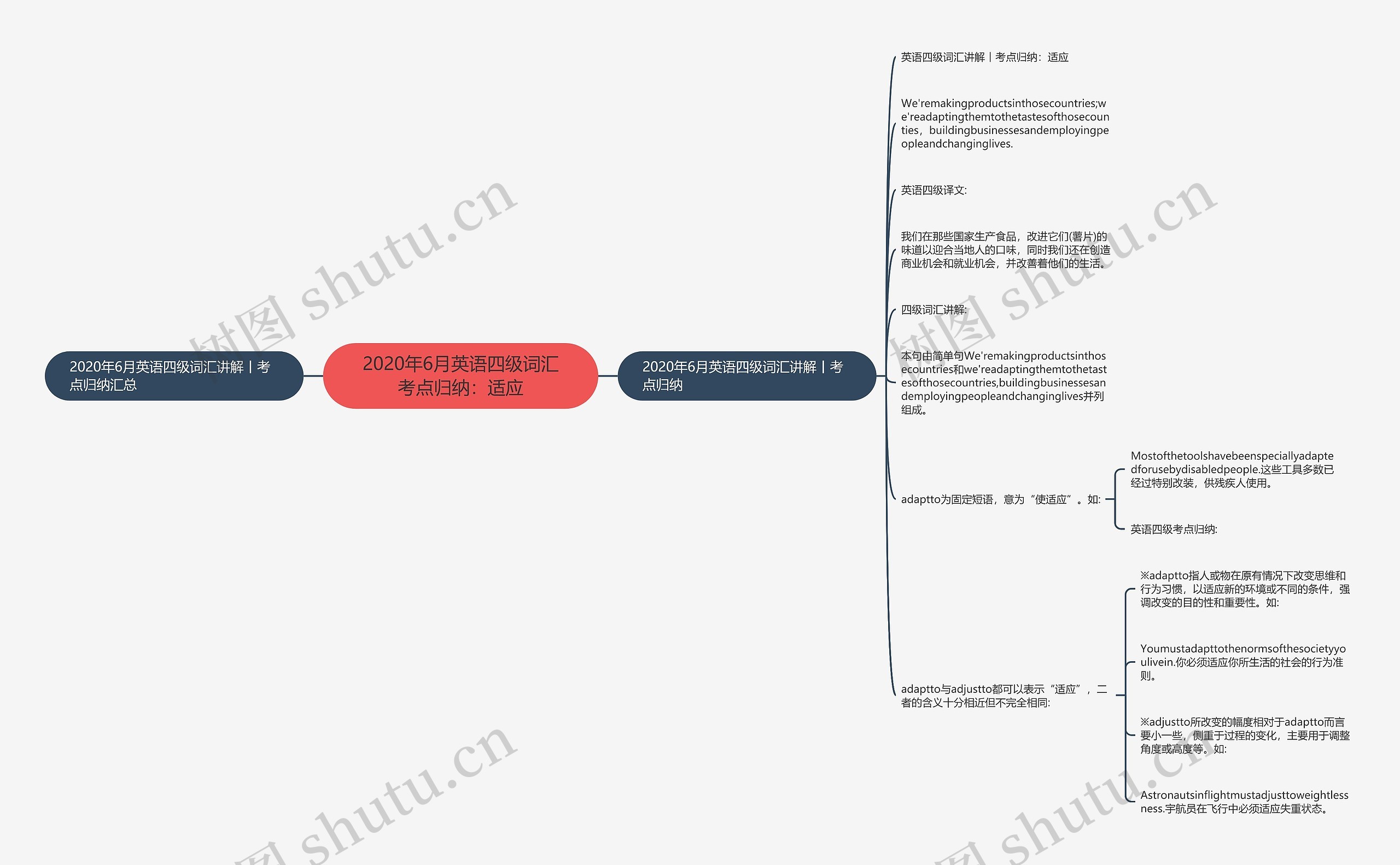 2020年6月英语四级词汇考点归纳：适应思维导图