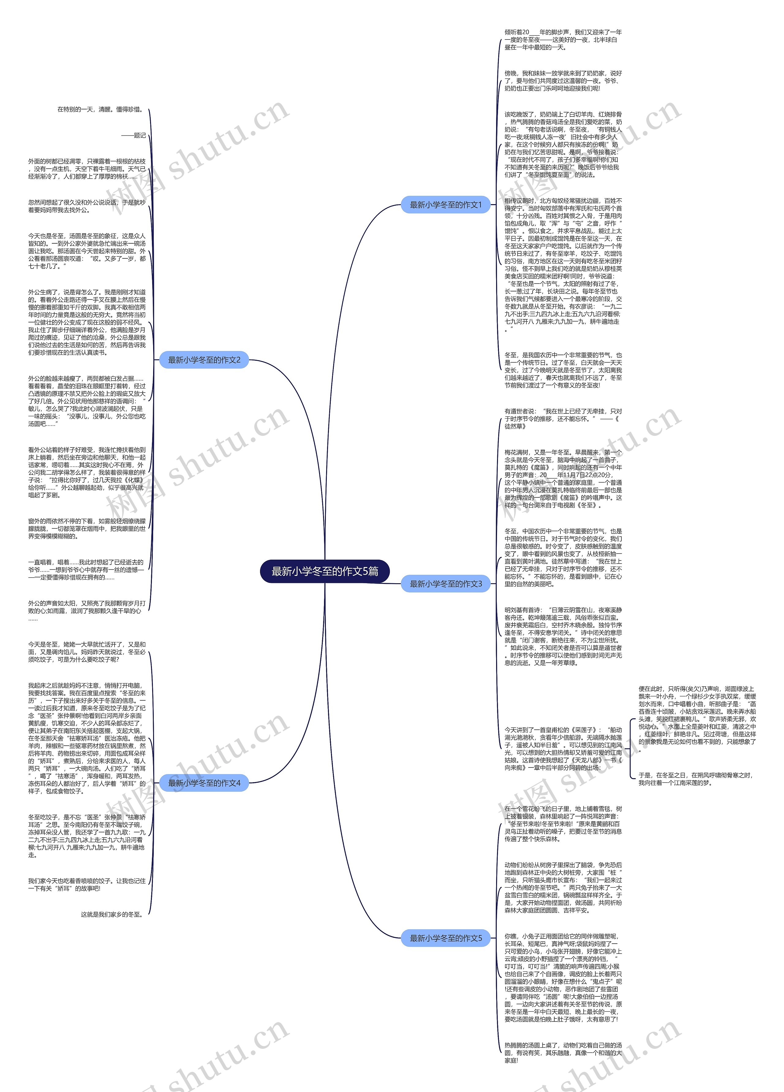 最新小学冬至的作文5篇思维导图