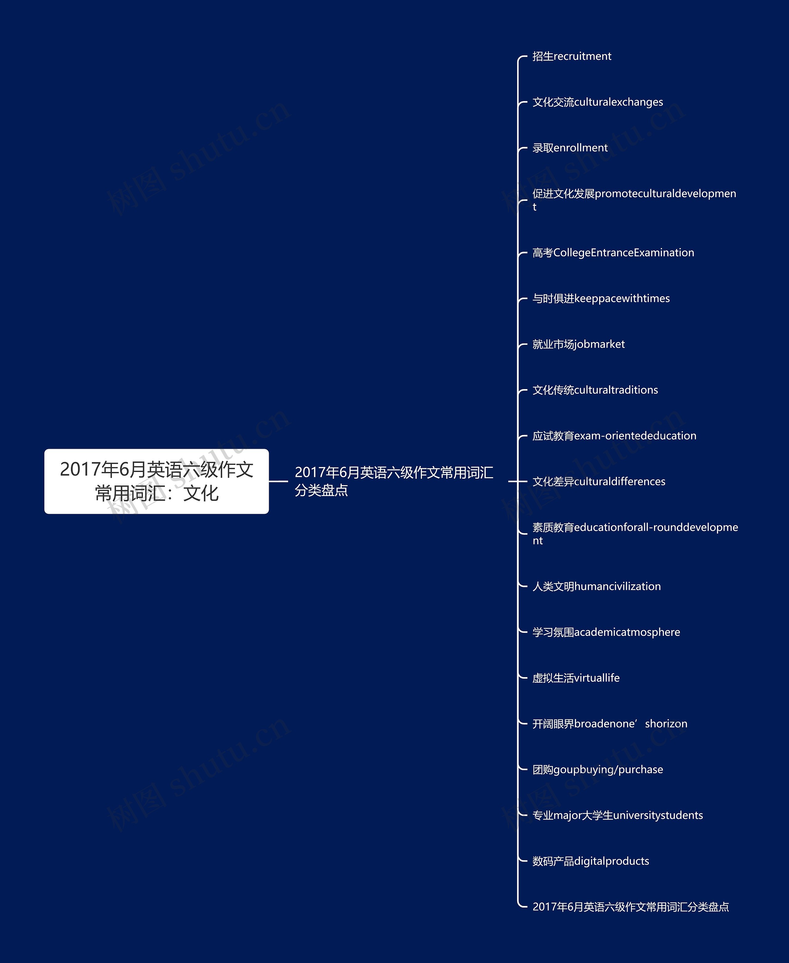 2017年6月英语六级作文常用词汇:文化思维导图高清图 2017年6月英语六级作文常用词汇:文化思维导图