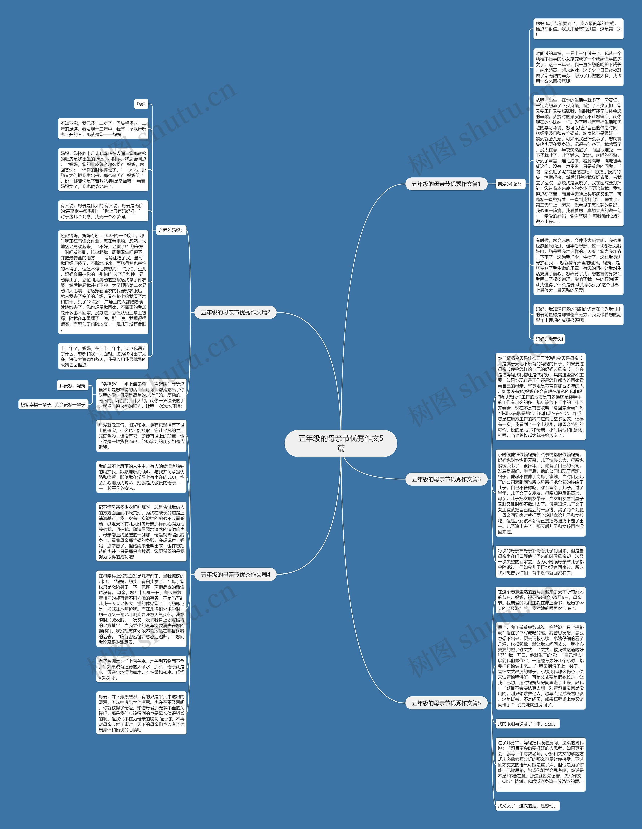 五年级的母亲节优秀作文5篇思维导图