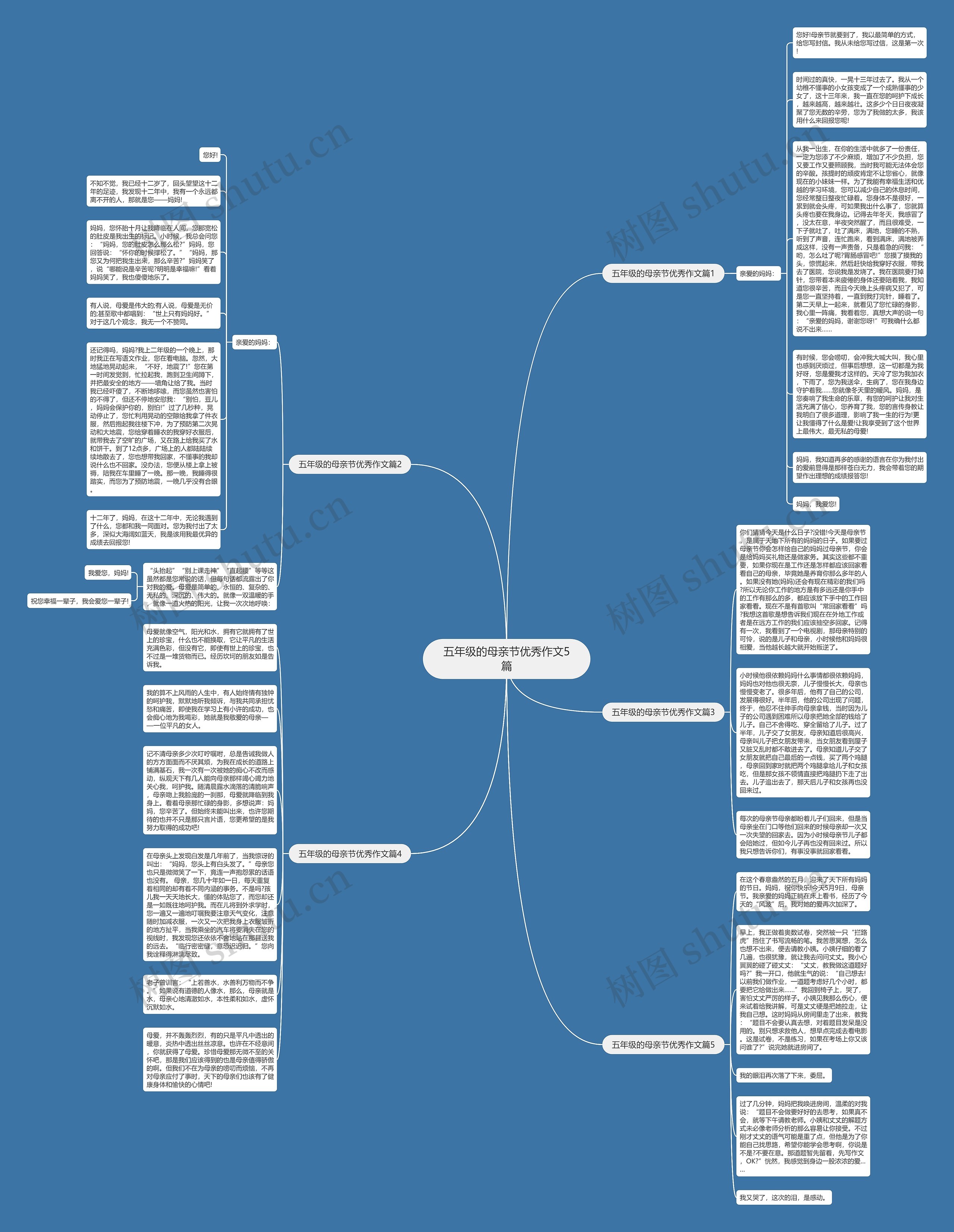 五年级的母亲节优秀作文5篇思维导图高清图 五年级的母亲节优秀作文5篇思维导图