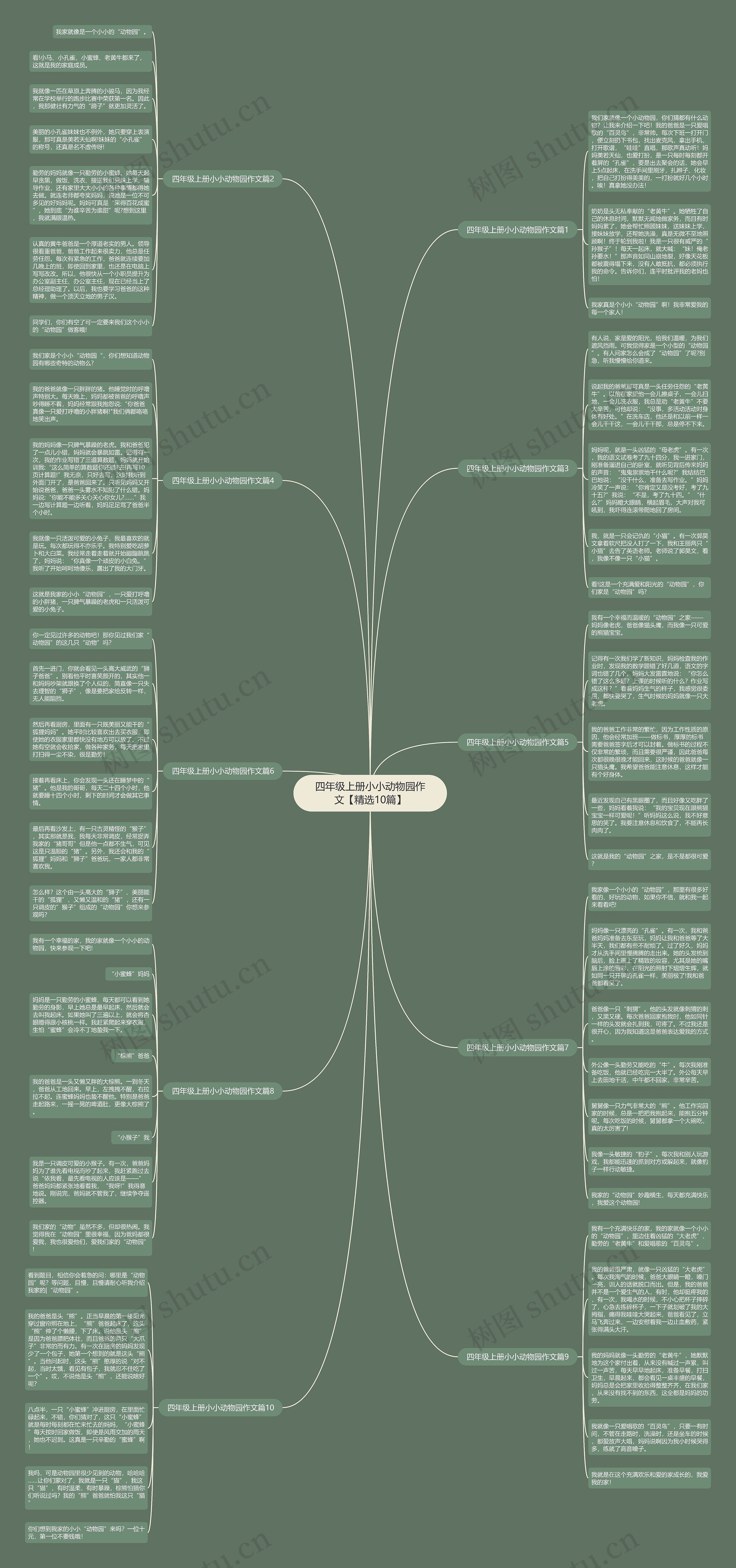 四年级上册小小动物园作文【精选10篇】思维导图
